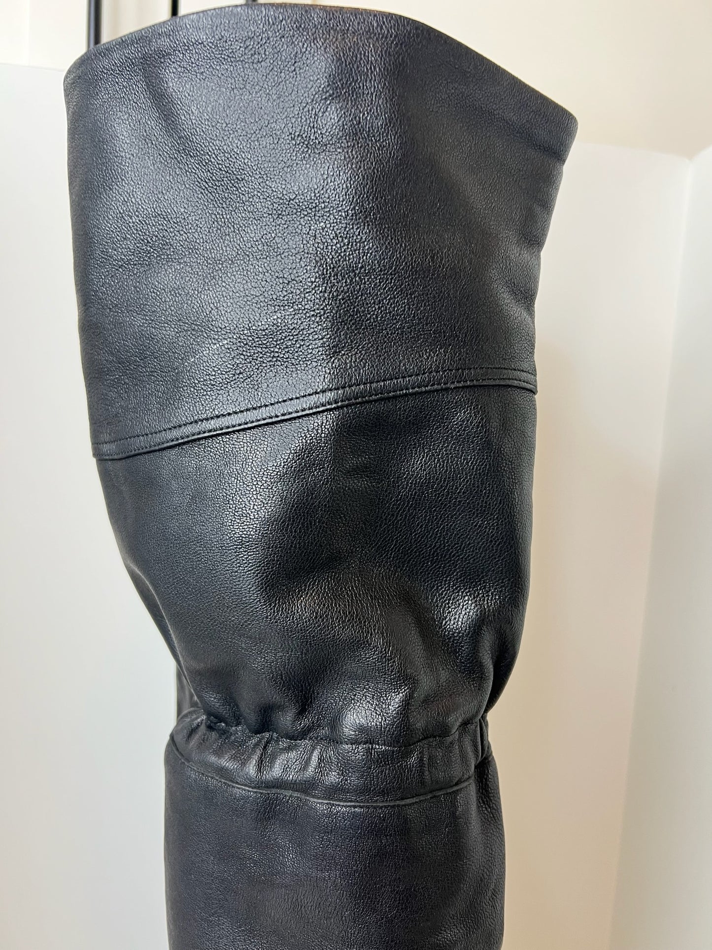 Jimmy Choo Black Leather Over-The-Knee Boots, Size 37