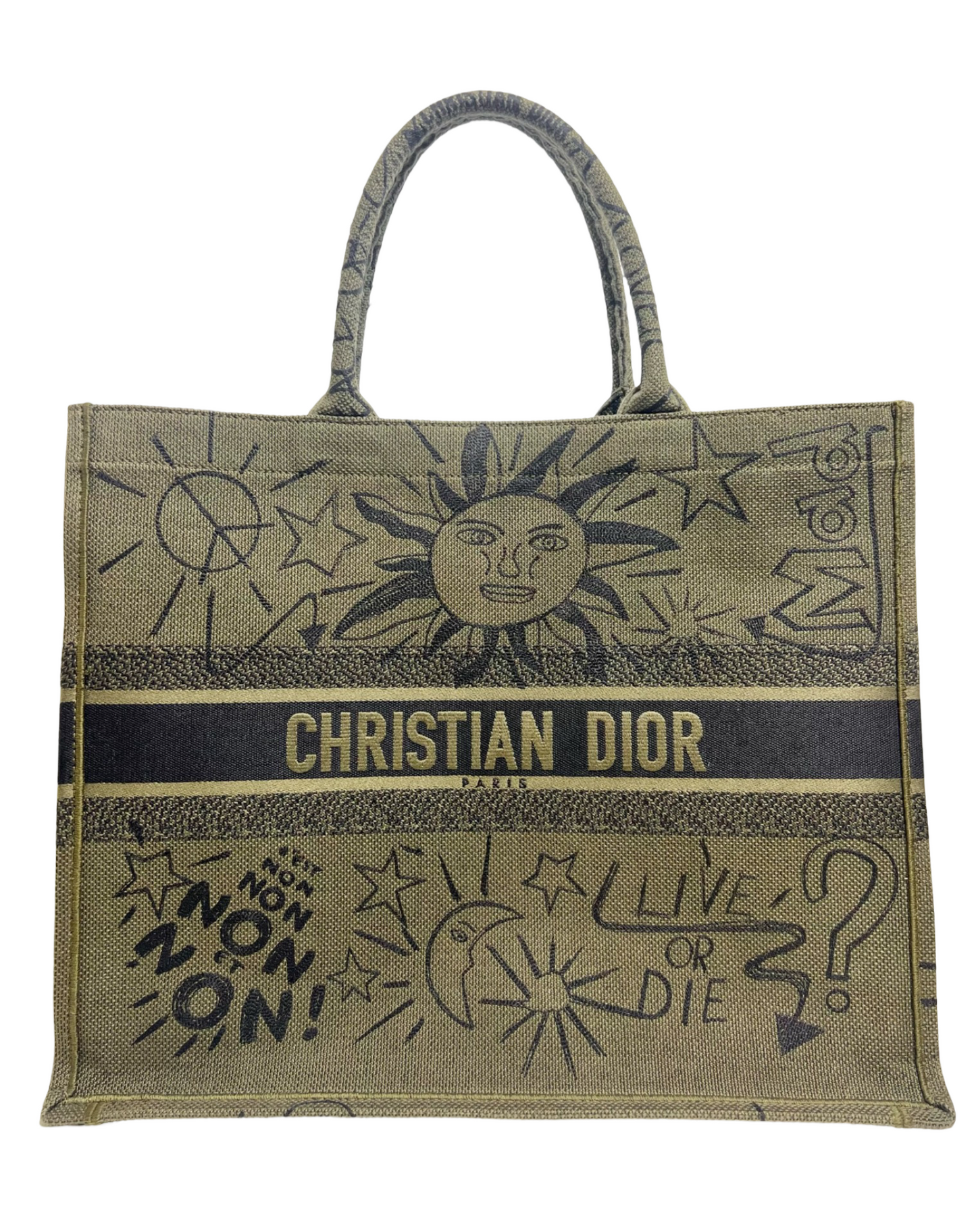 Christian Dior Large Graffiti Book Tote, Green