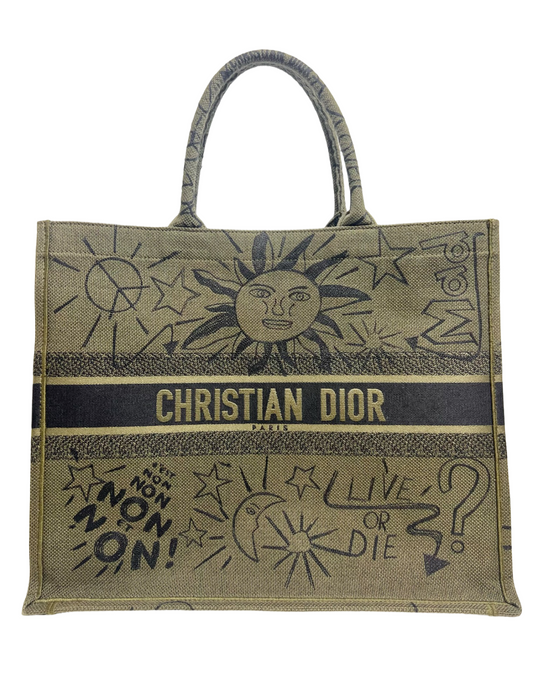 Christian Dior Large Graffiti Book Tote, Green