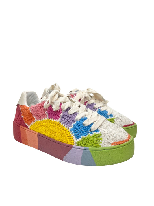 Farm Rio Crochet Sunset Platform Rainbow Sneakers, Size 8