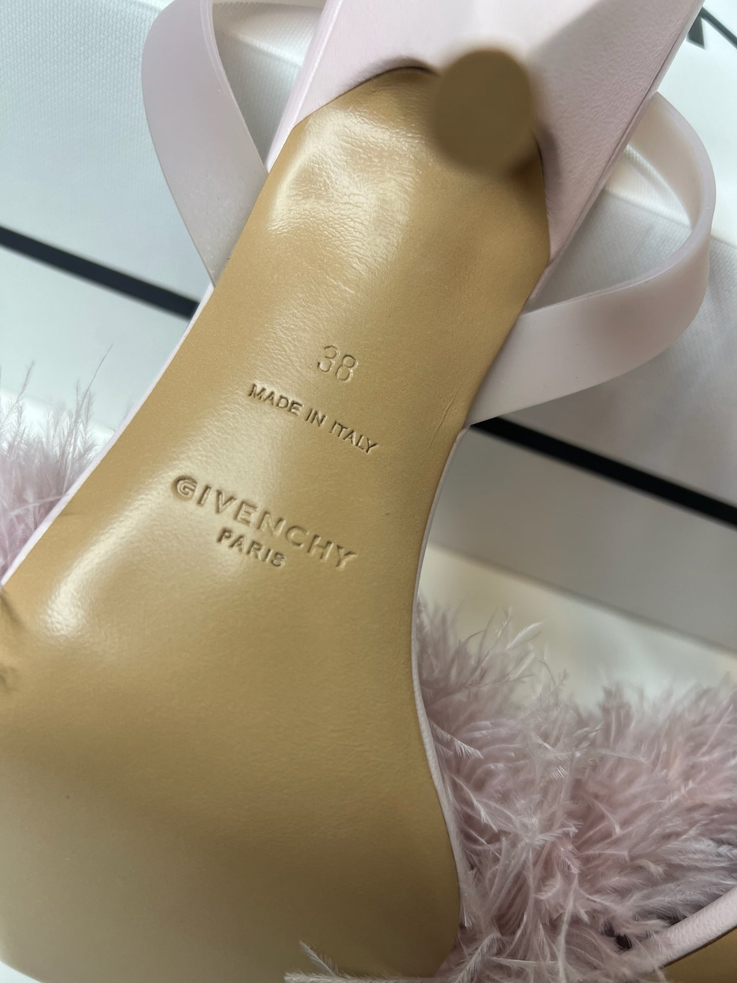 NWT! Givenchy Lambskin Light Pink Slingback Sandals, Size 38