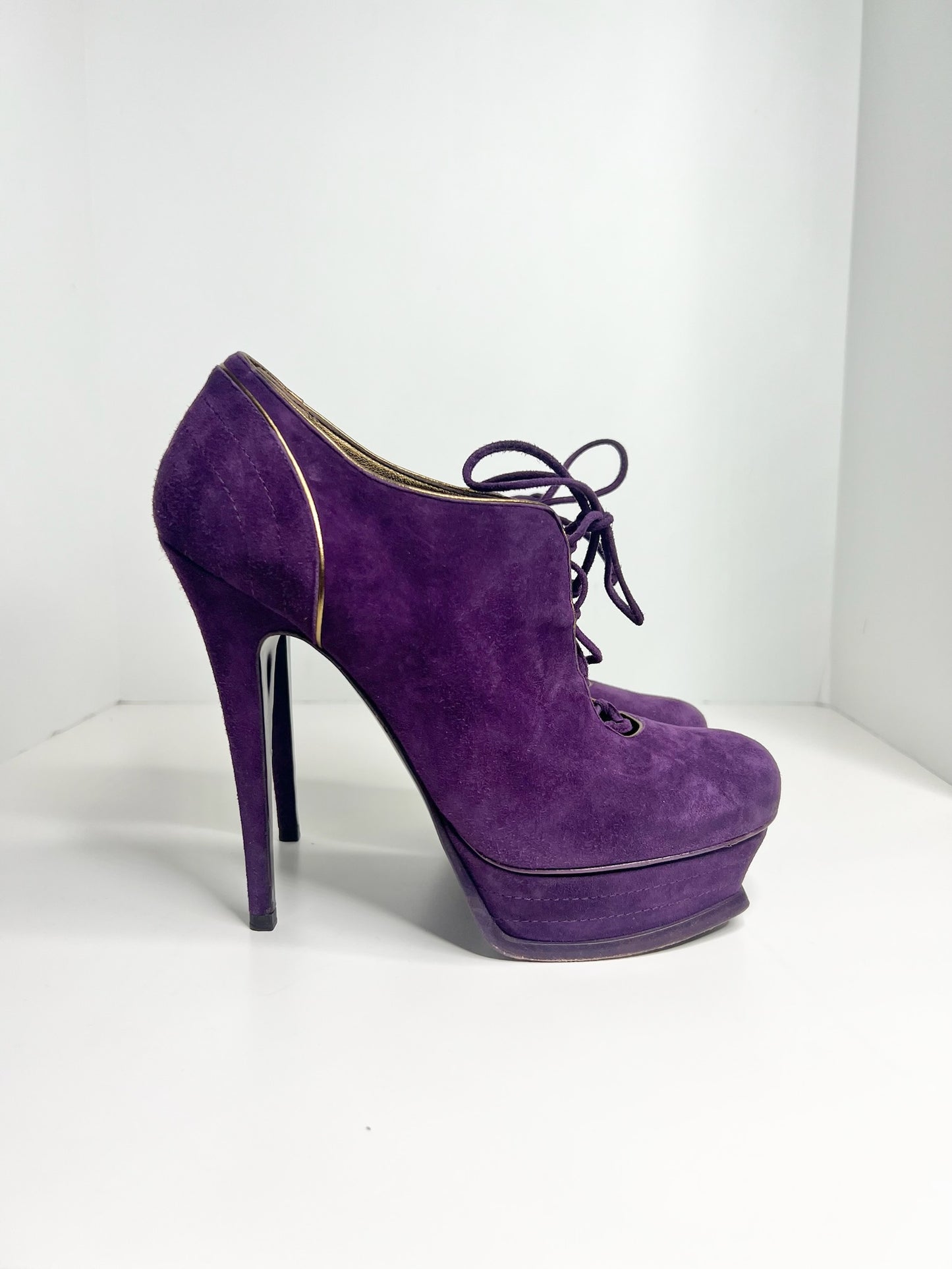 YSL Tribute 105 Platform Ankle Boots, Size 37.5