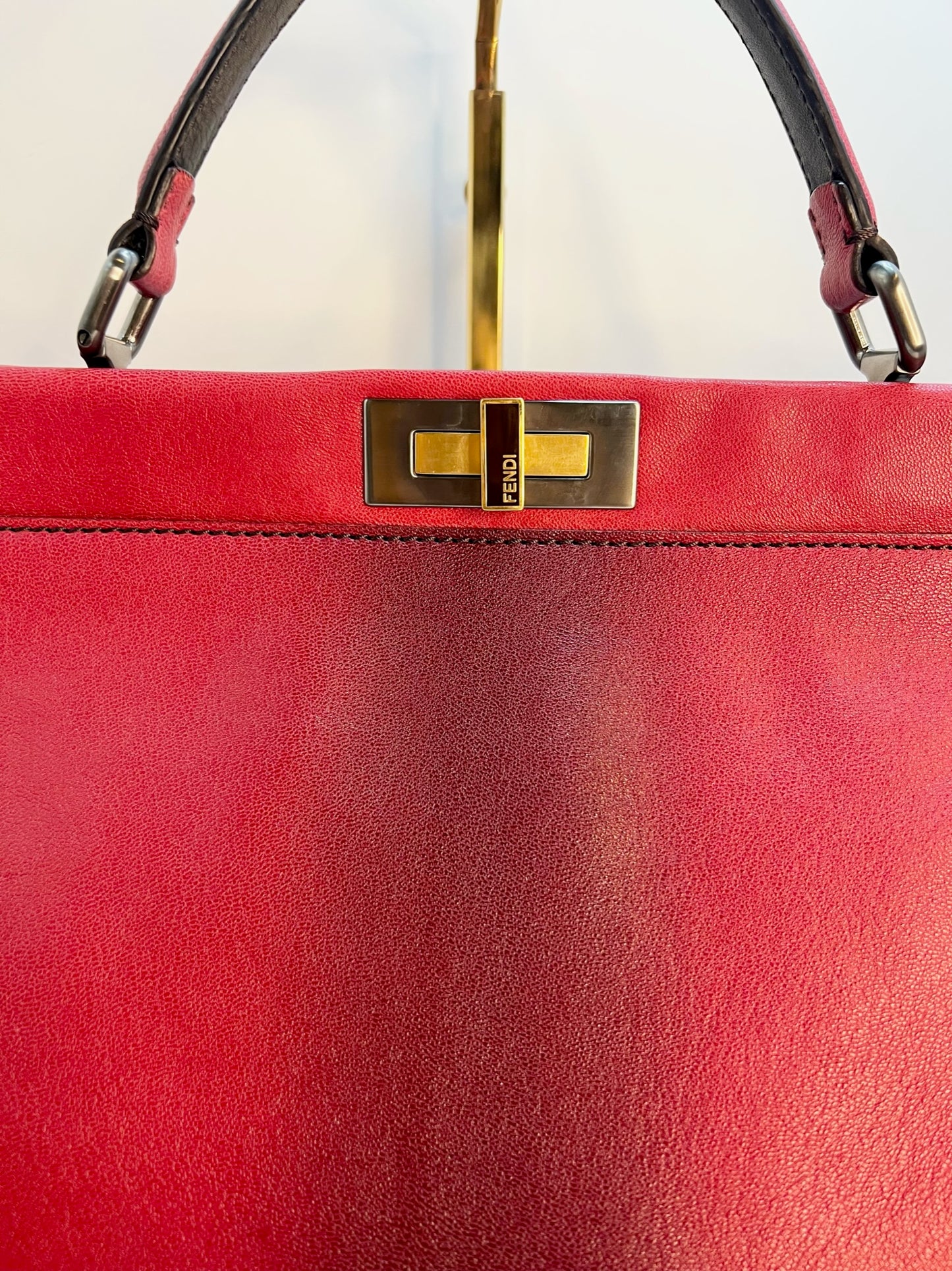 Fendi Red Ombre Leather Large Peekaboo Bag