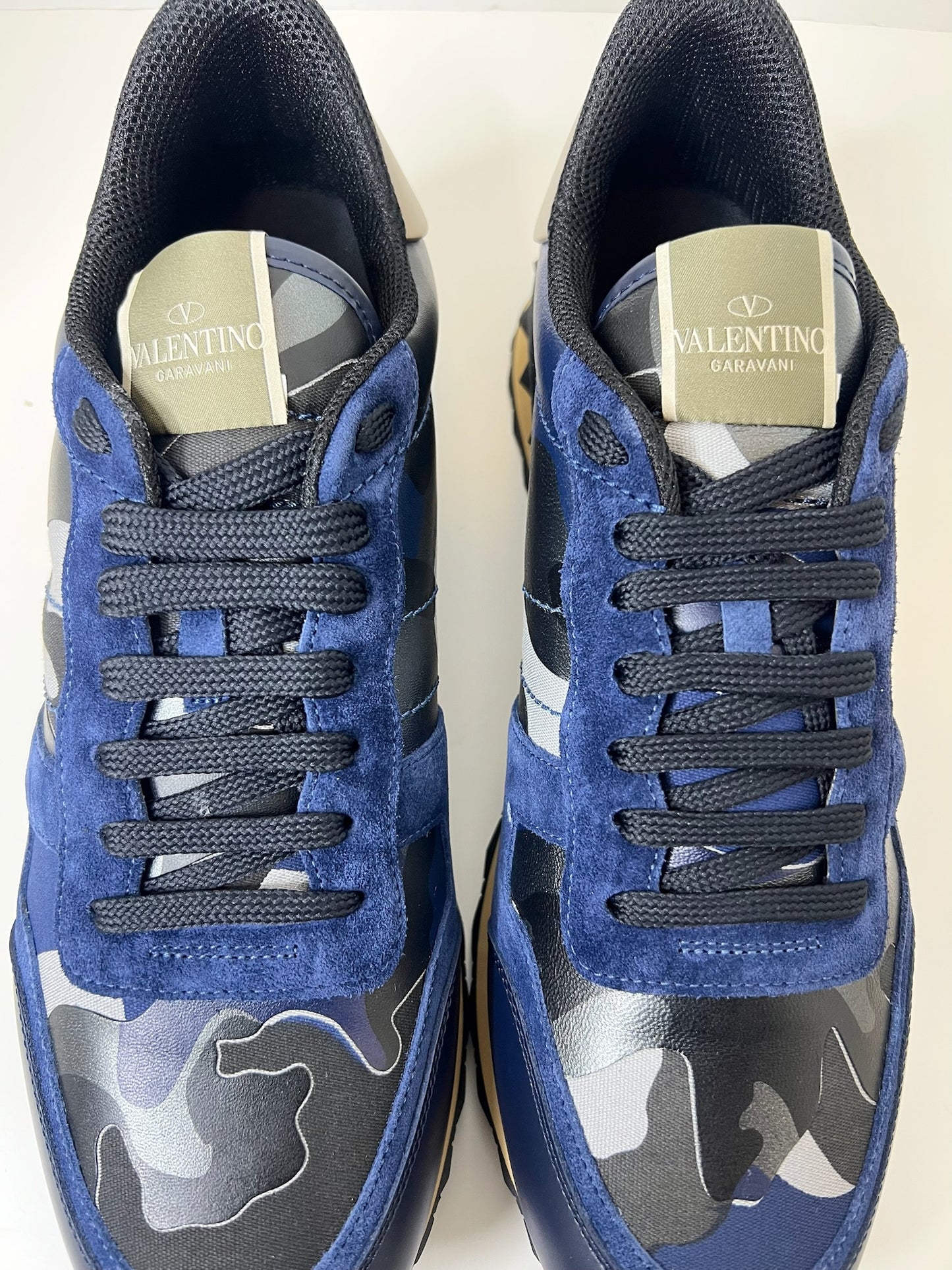 NWT! Valentino Men's Rockrunner Camouflage Laminated Sneaker, Size 46