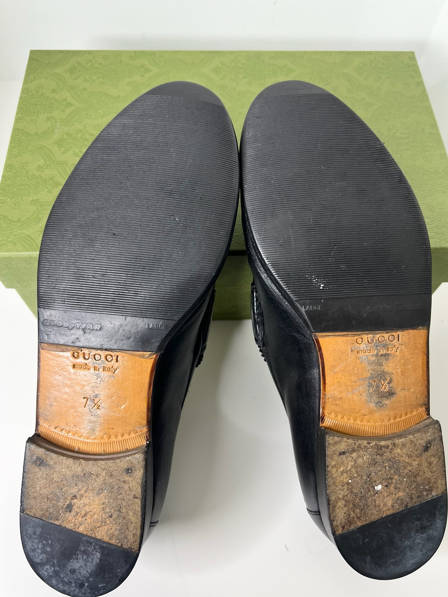 Gucci Bamboo Horsebit Black Leather Loafers, Size 7.5