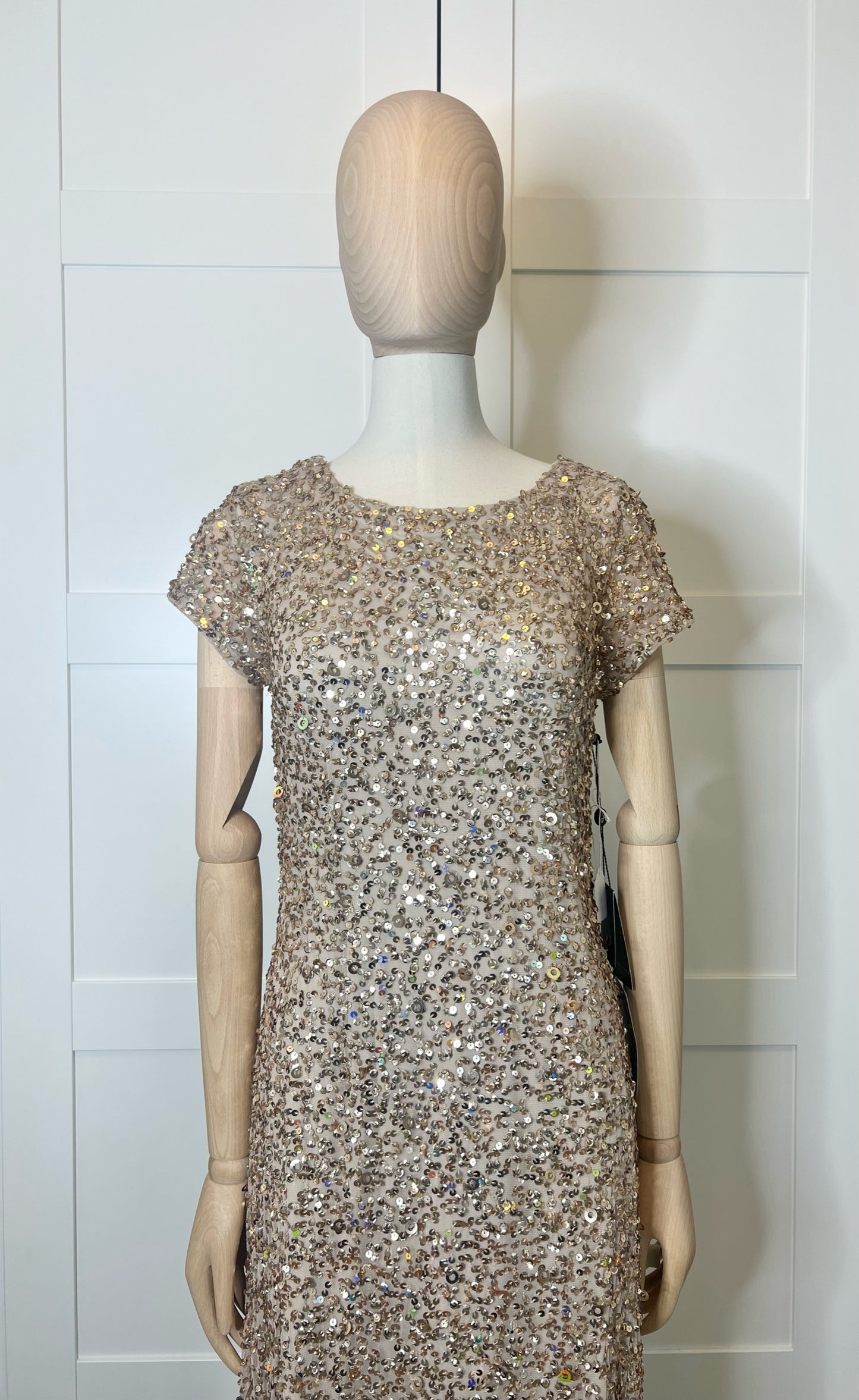 NWT! Adrianna Papell Scoop Back Sequin Gown, Size 8 Petite