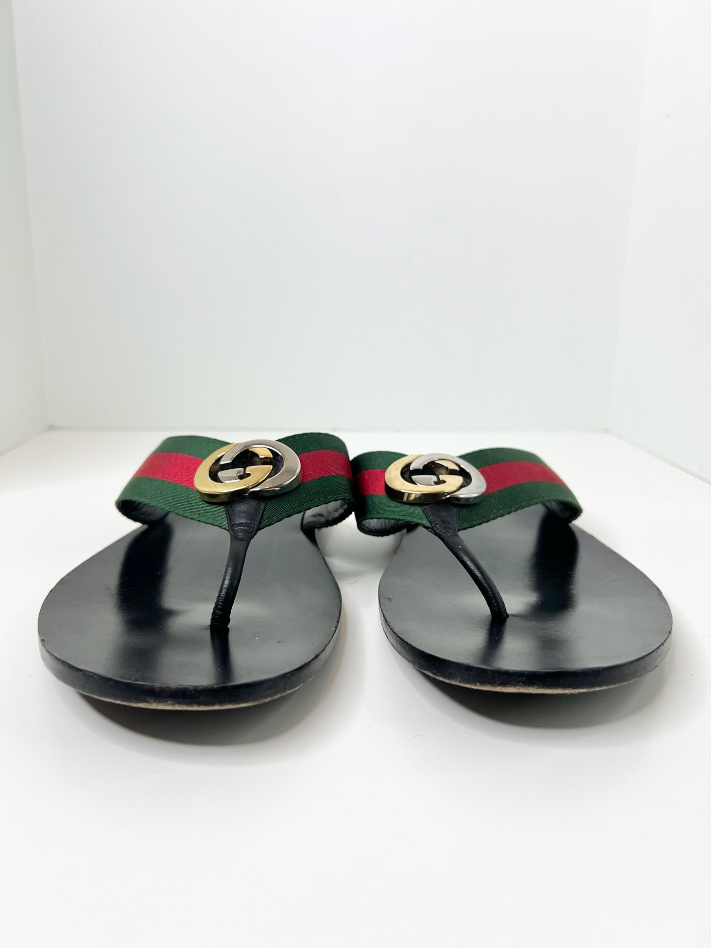 Gucci Men's Thong Sandal with Web, Size 12.5