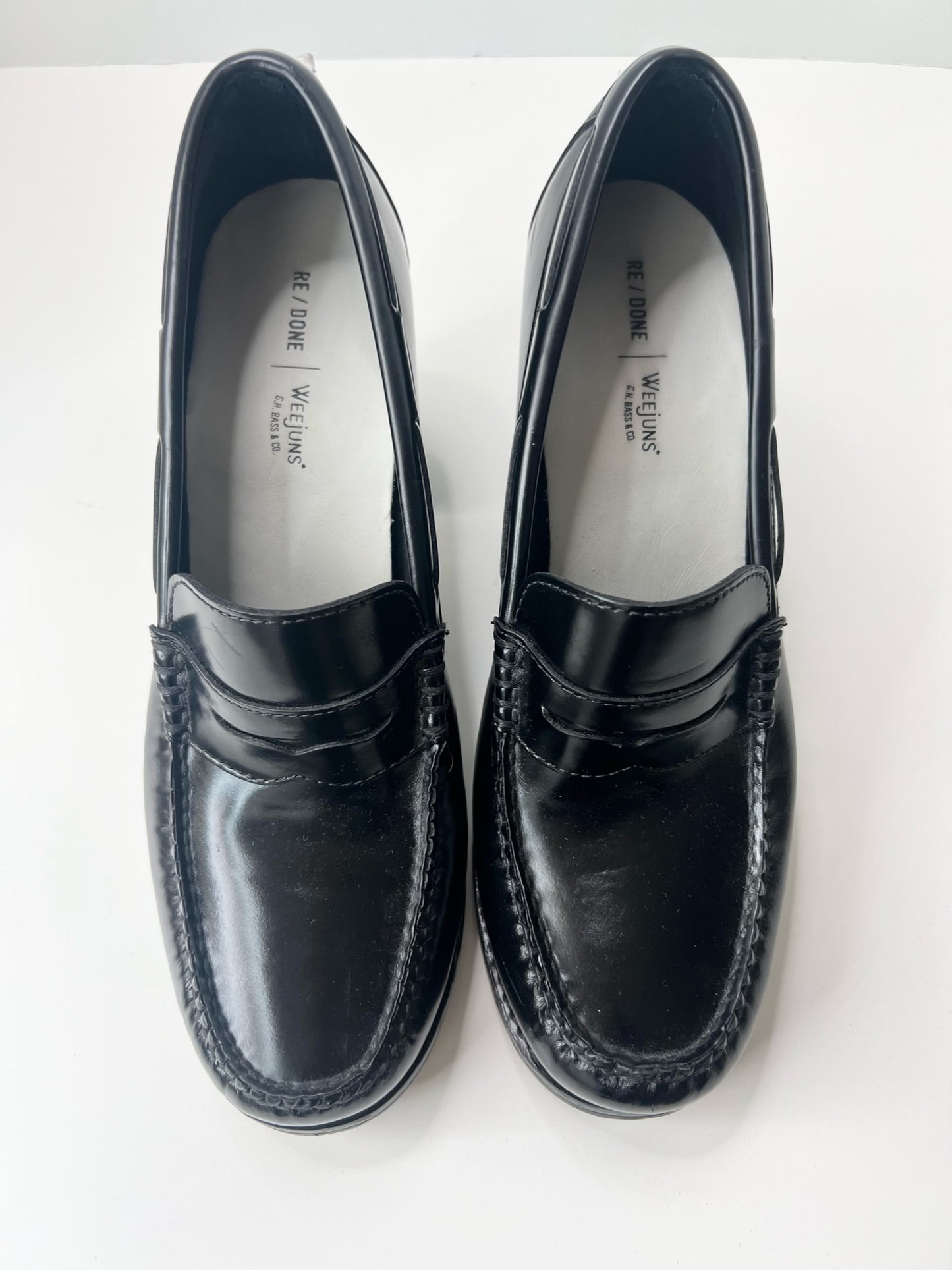 Re/Done + Weejuns Heeled Leather Loafers, Size 8.5