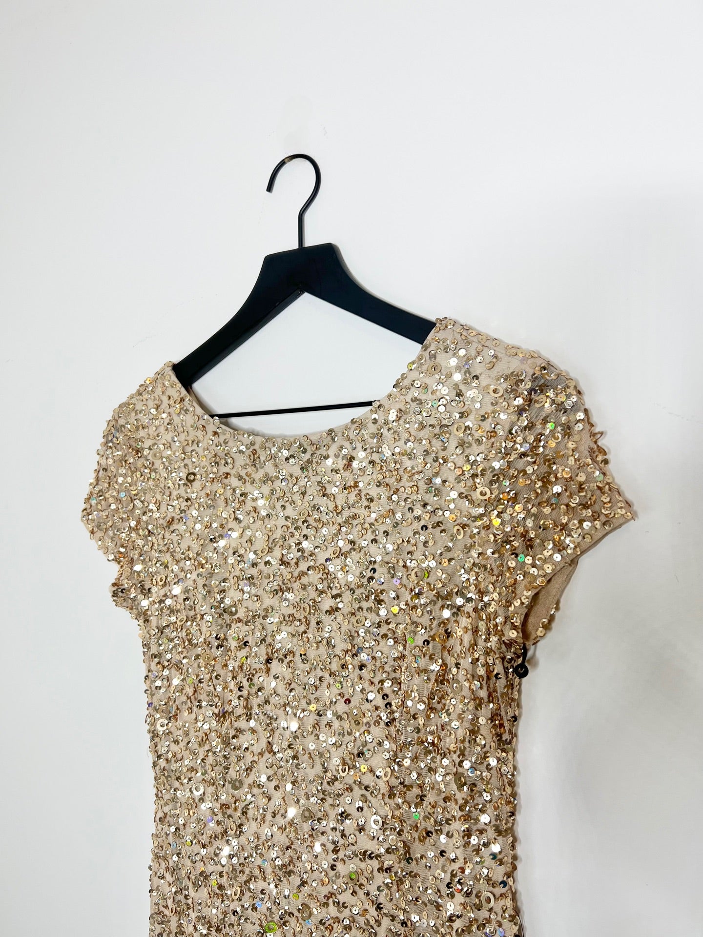 NWT! Adrianna Papell Scoop Back Sequin Gown, Size 8 Petite