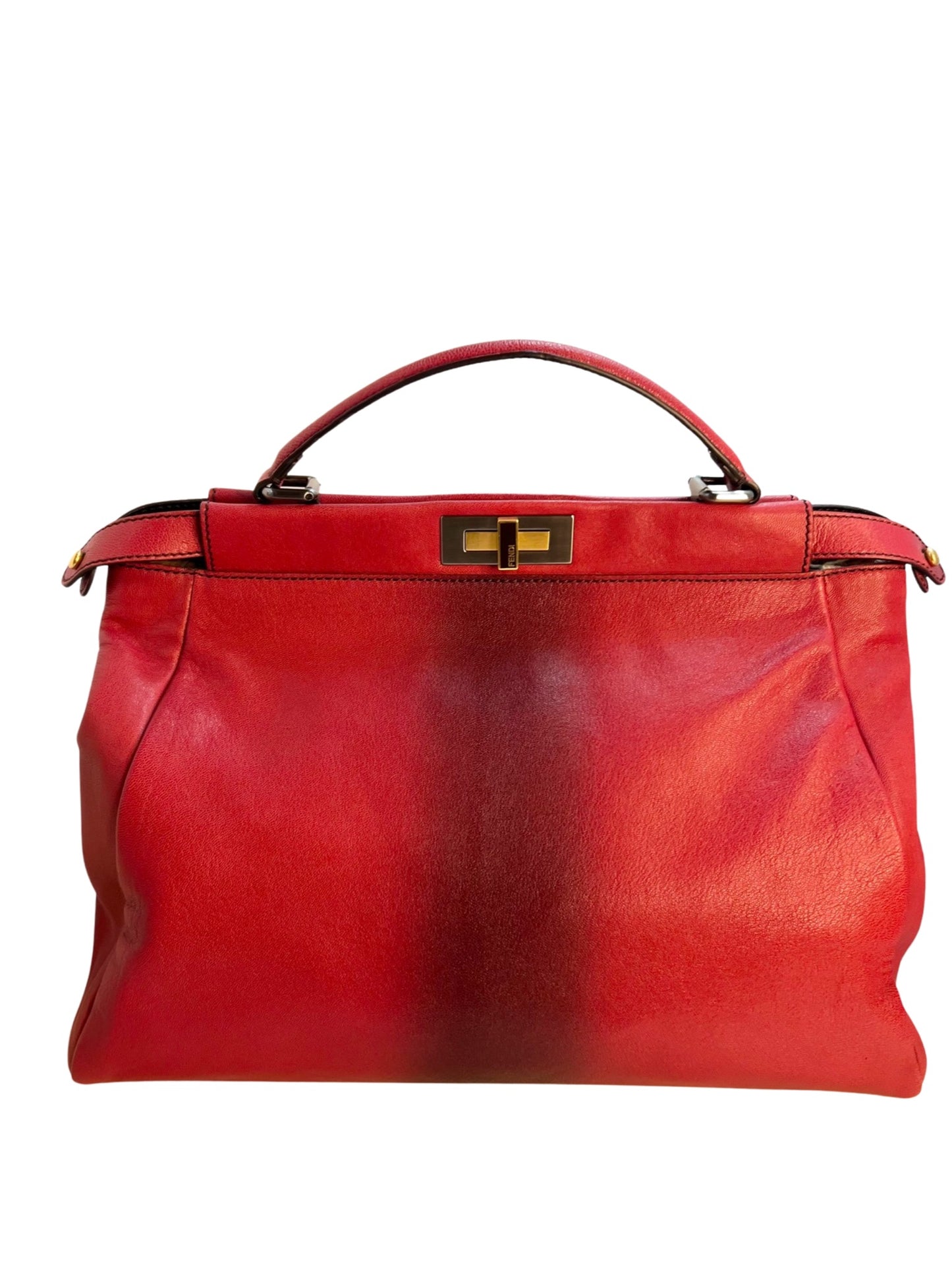 Fendi Red Ombre Leather Large Peekaboo Bag