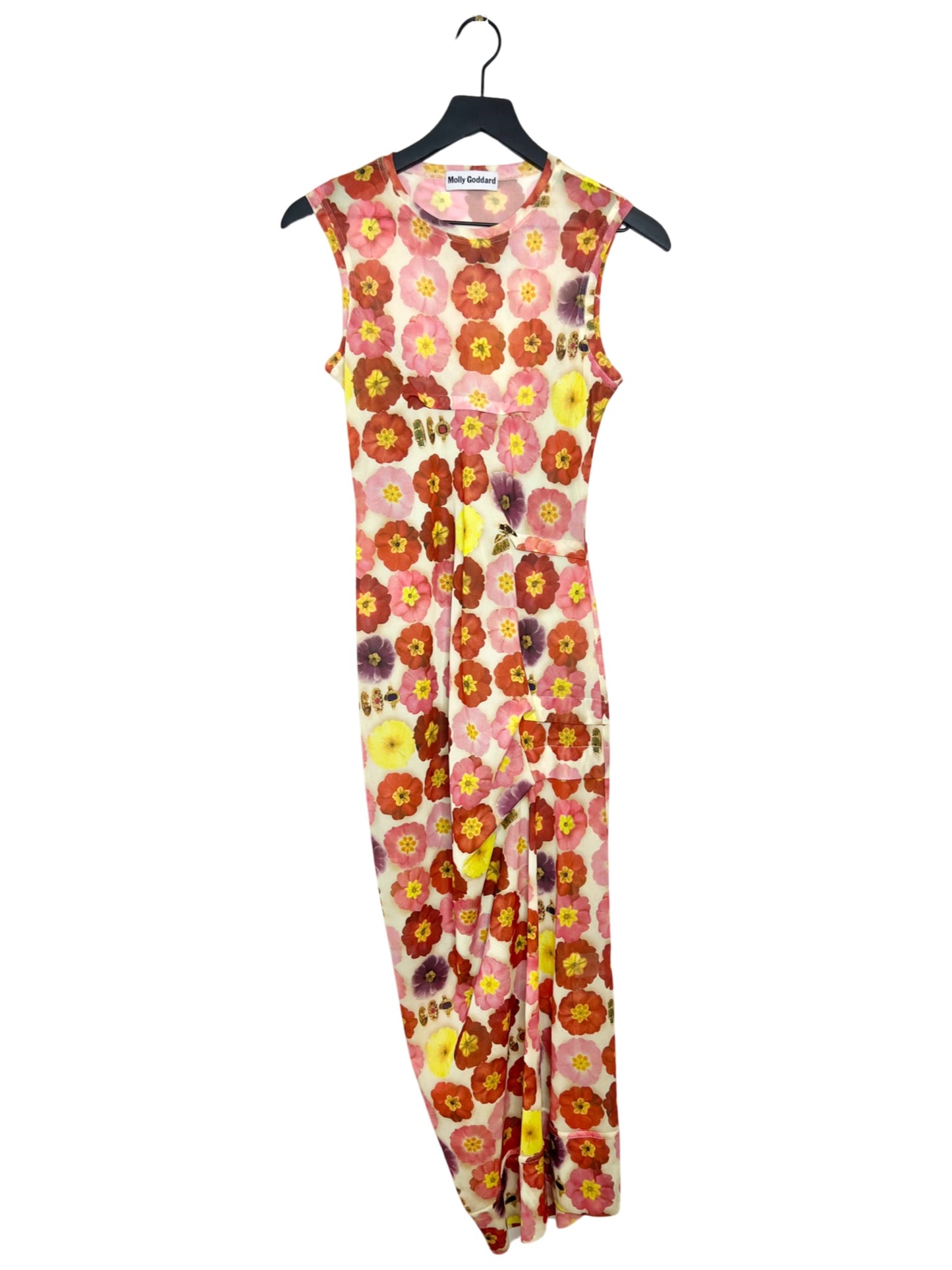 Molly Goddard Floral Printed Mesh Midi Dress, Size UK 10