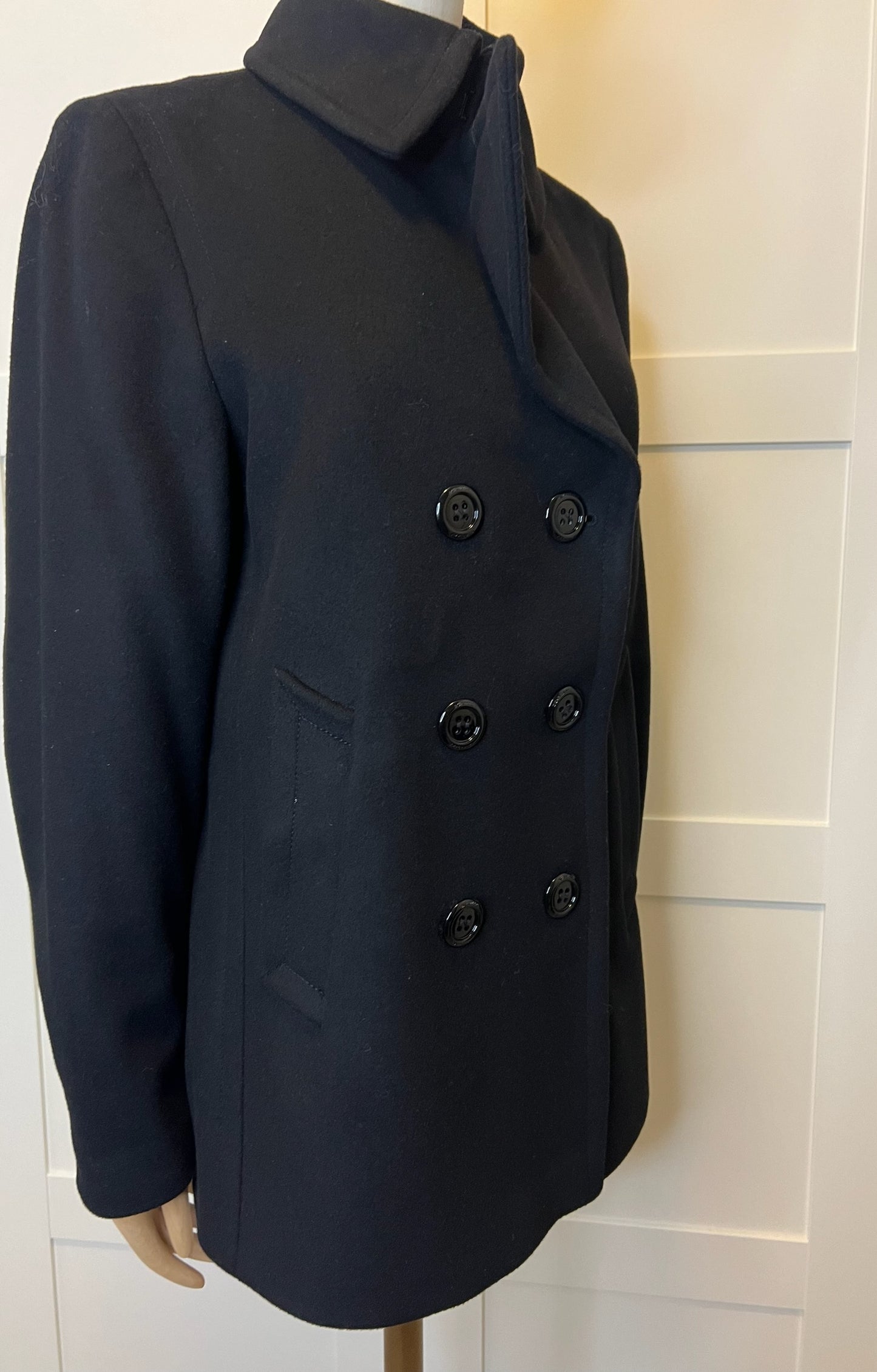 Burberry Black Peacoat, Size S