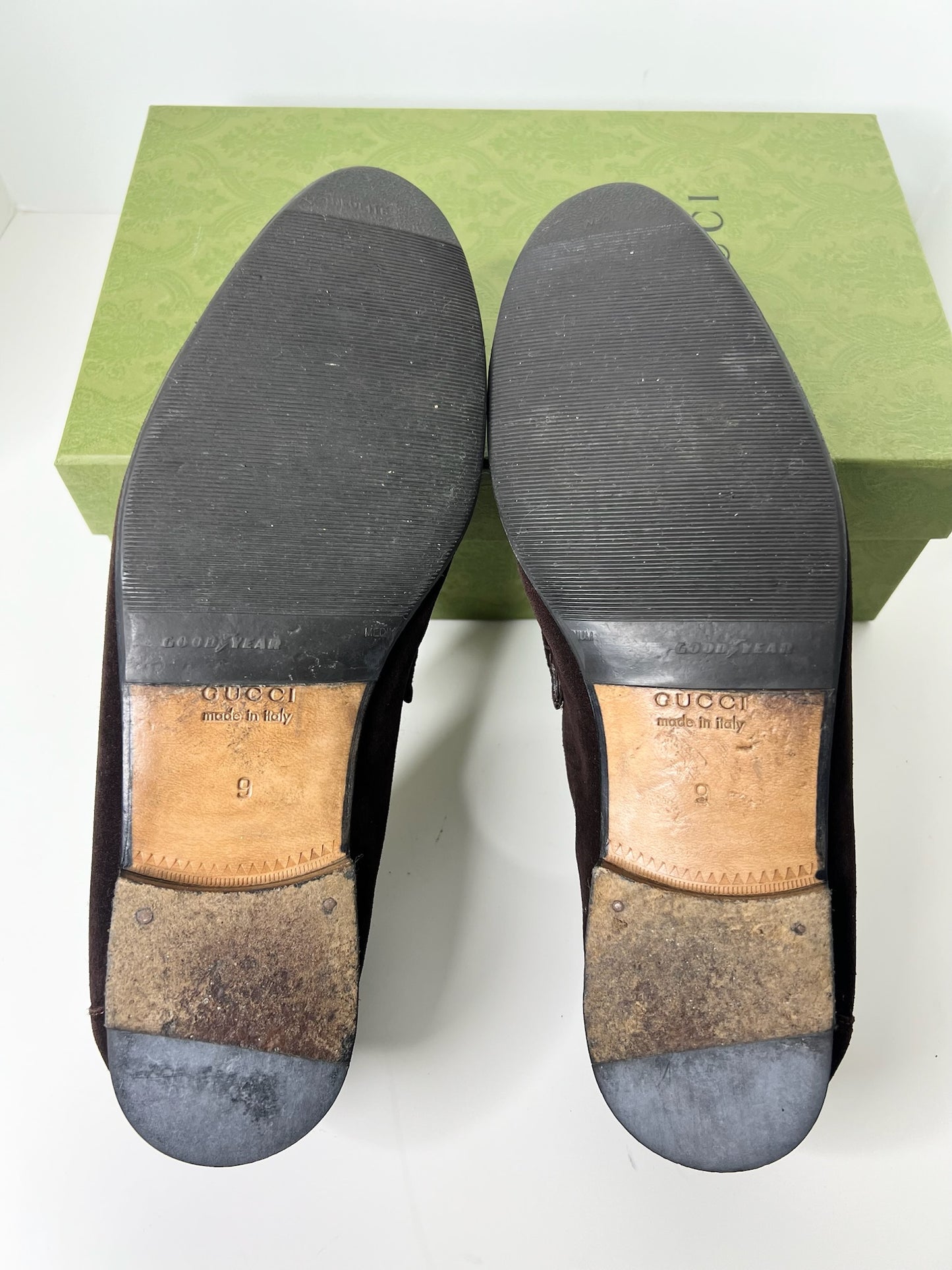 Gucci Brown Suede Horsebit Loafers, Size 9