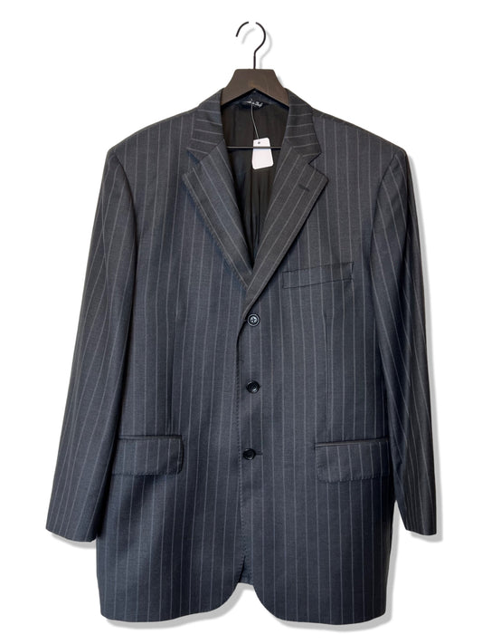 Ermenegildo Zegna Gray Pinestripe Wool Stripe Two-Piece Suit, Size 42