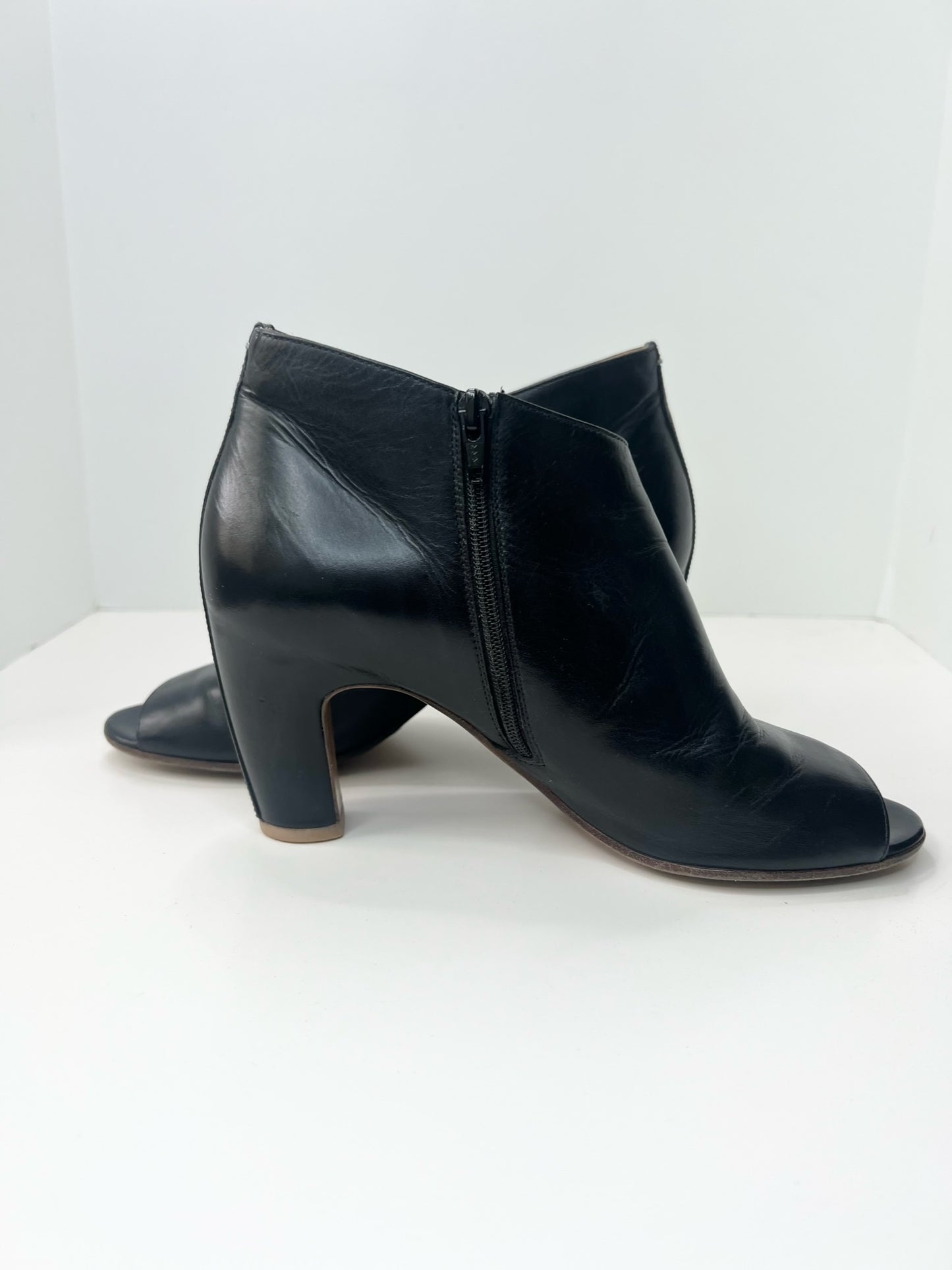 Maison Martin Margiela Peep-Toe Leather Ankle Booties, Size 38