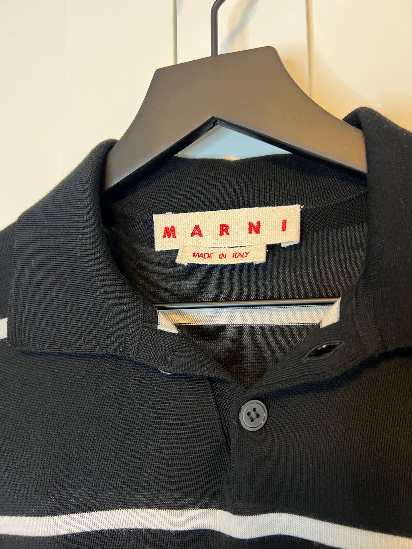 Marni Iconic Classic Striped Light Wool Polo, Size 44