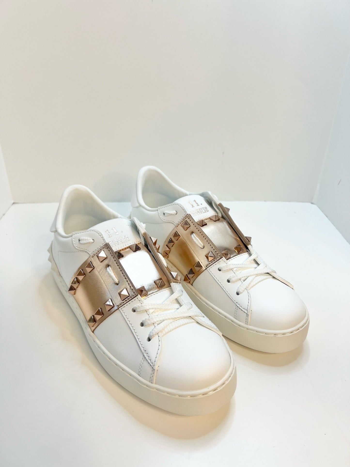 Valentino Garavani Rockstud Leather Sneakers, Size 38.5