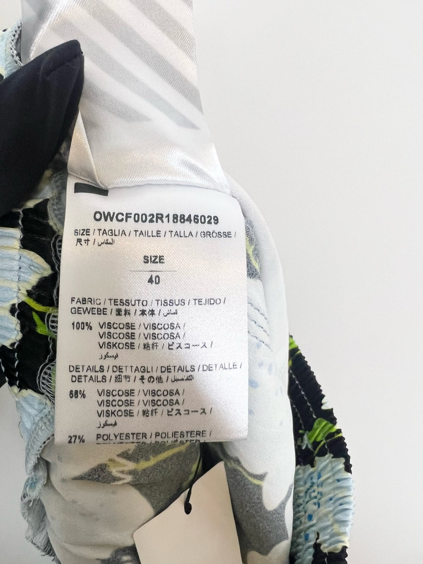 NWT! Off-White Silk Floral Printed Trousers, Size 40