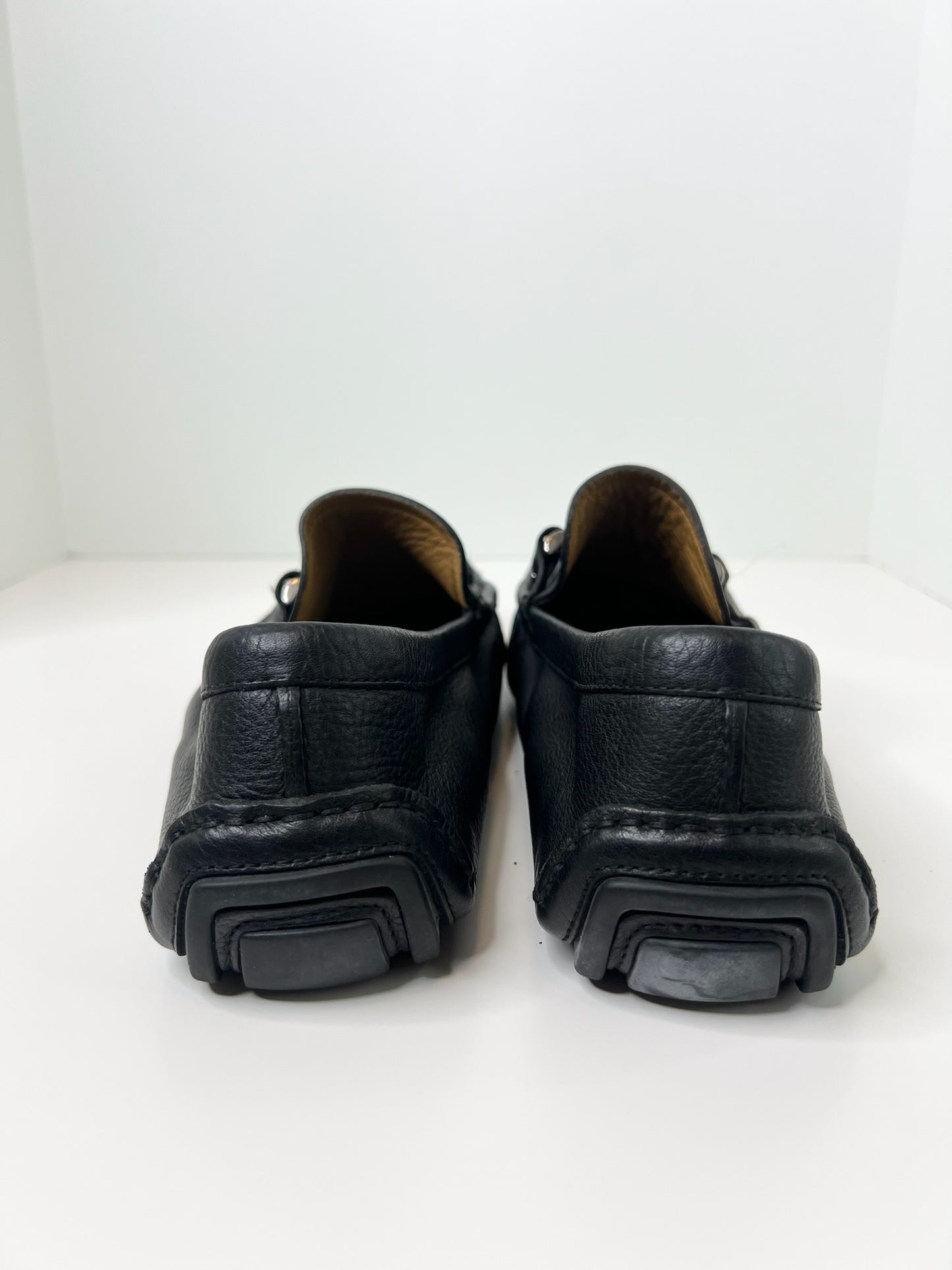 Gucci Interlocking G Logo Black Leather Drivers, Size 7