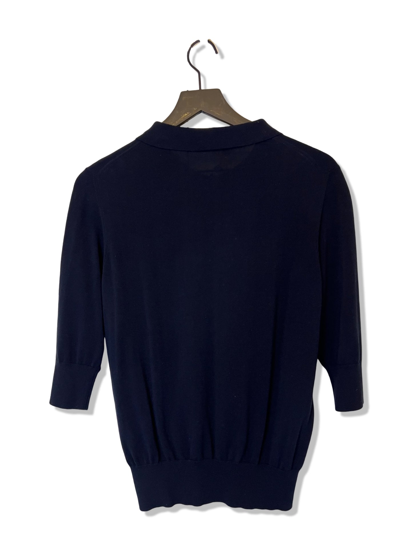 Ann Mashburn Knit Navy Polo Sweater, Size L