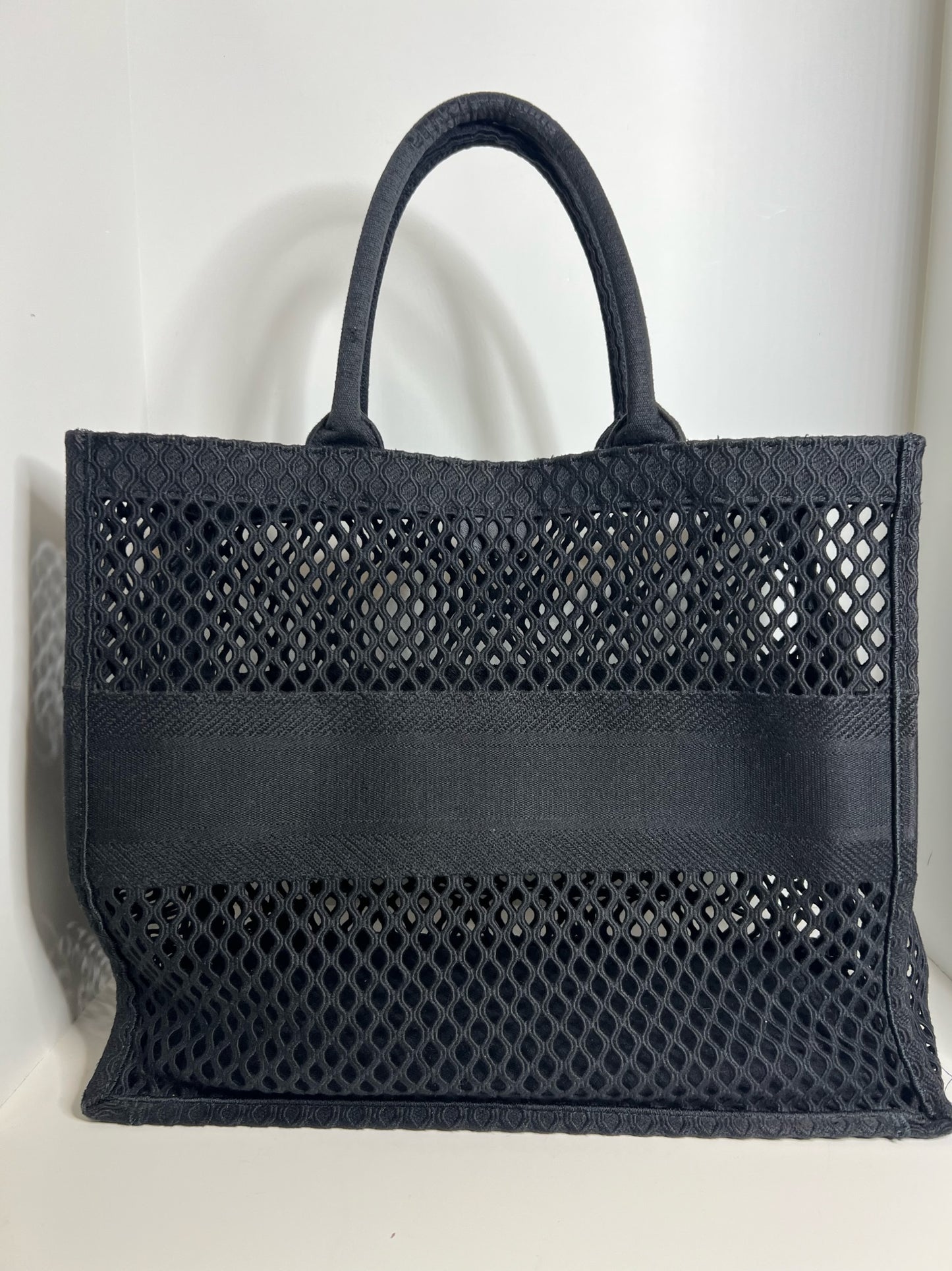 Christian Dior Mesh Book Tote, Black