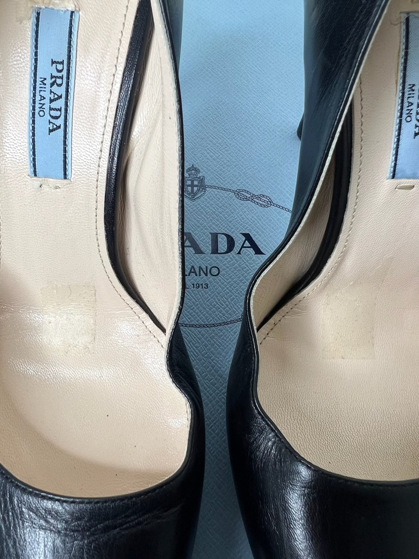 Prada Black Leather Platform Pumps, Size 38