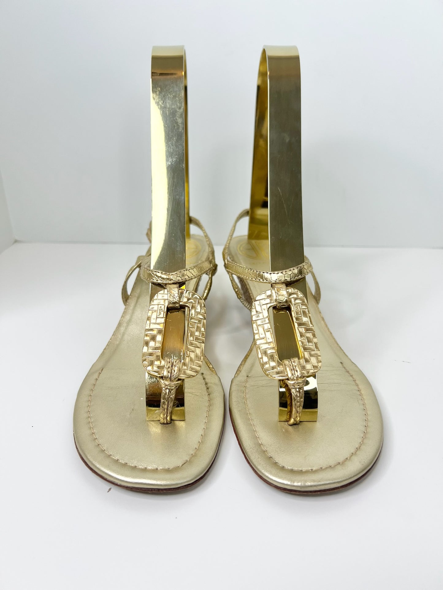 Lily Pulitzer Gold Raffia Wedge Sandal, Size 8