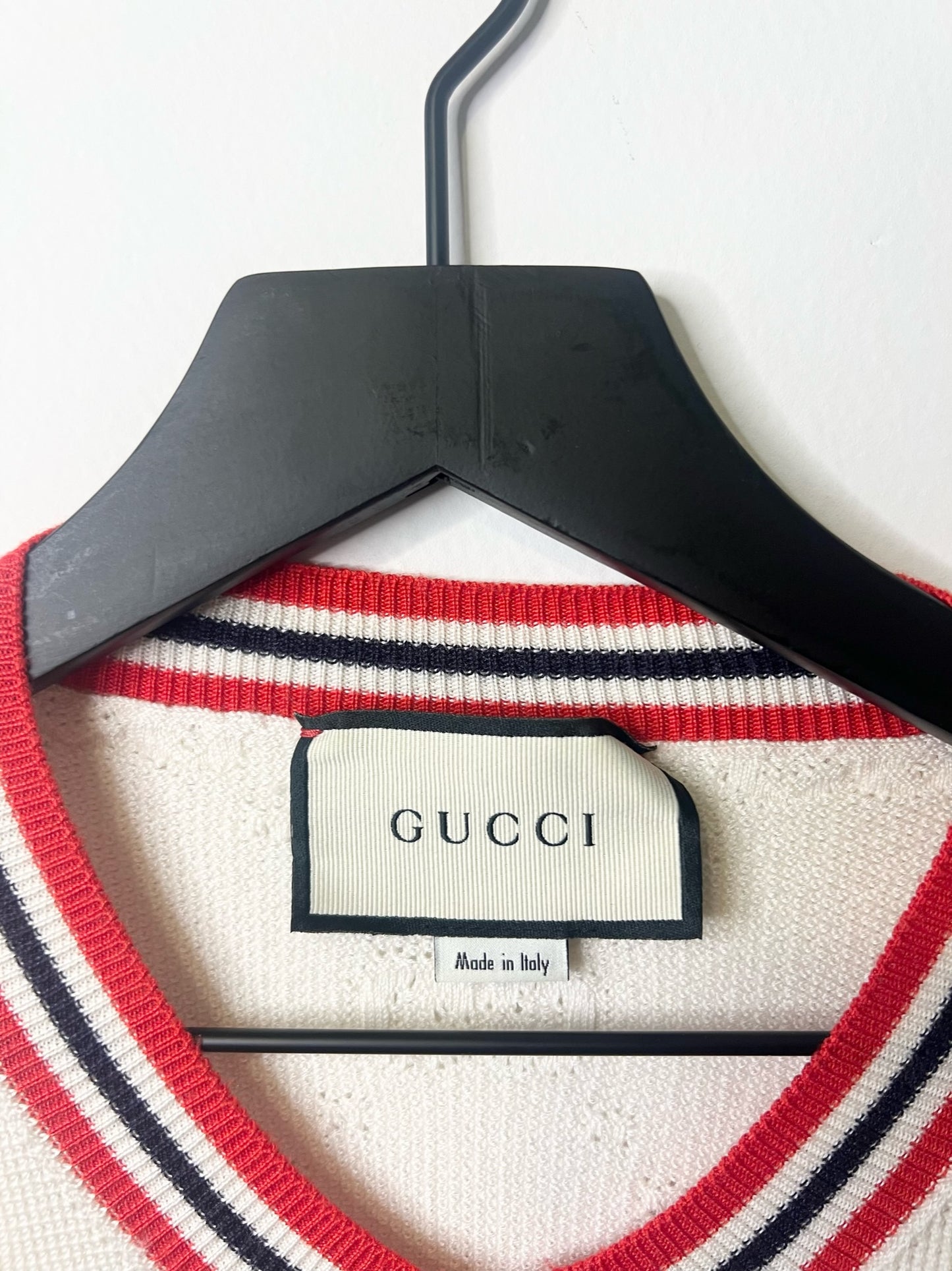 Gucci Off-White Knit GG Logo Shirt, Size Large