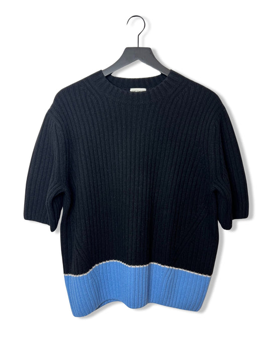 Dries Van Noten Crew neck Wool Rib Color-block Sweater, Small