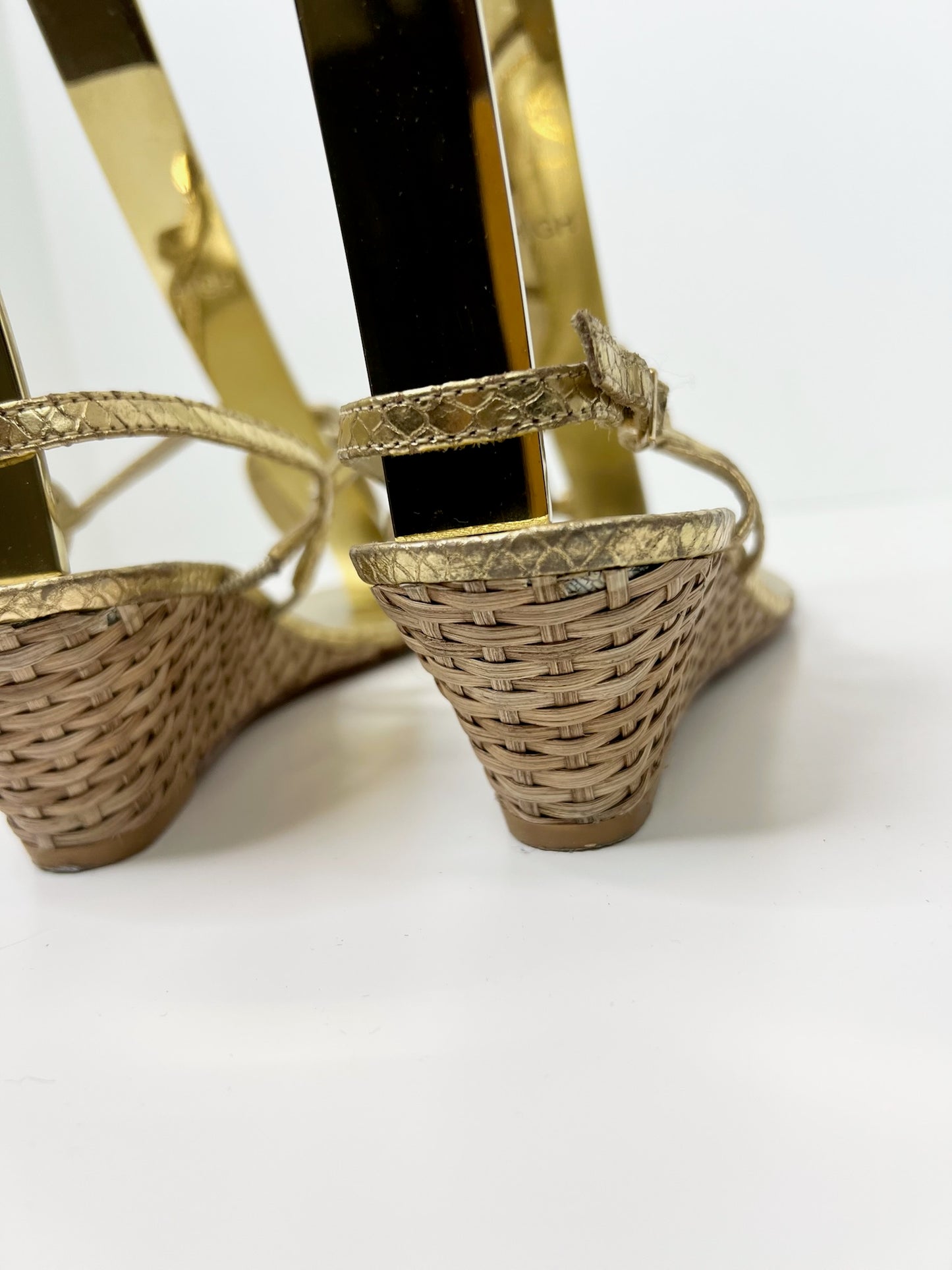 Lily Pulitzer Gold Raffia Wedge Sandal, Size 8