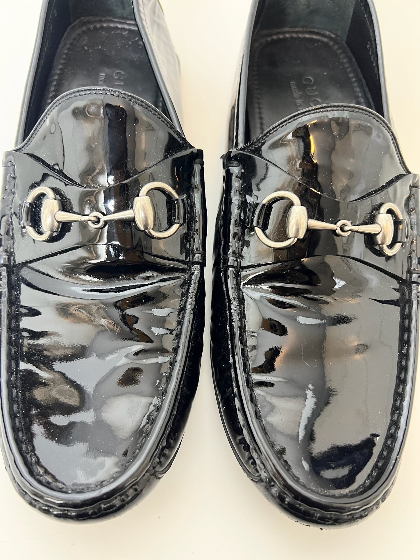 Gucci Black Patent Leather Drivers, Size 9