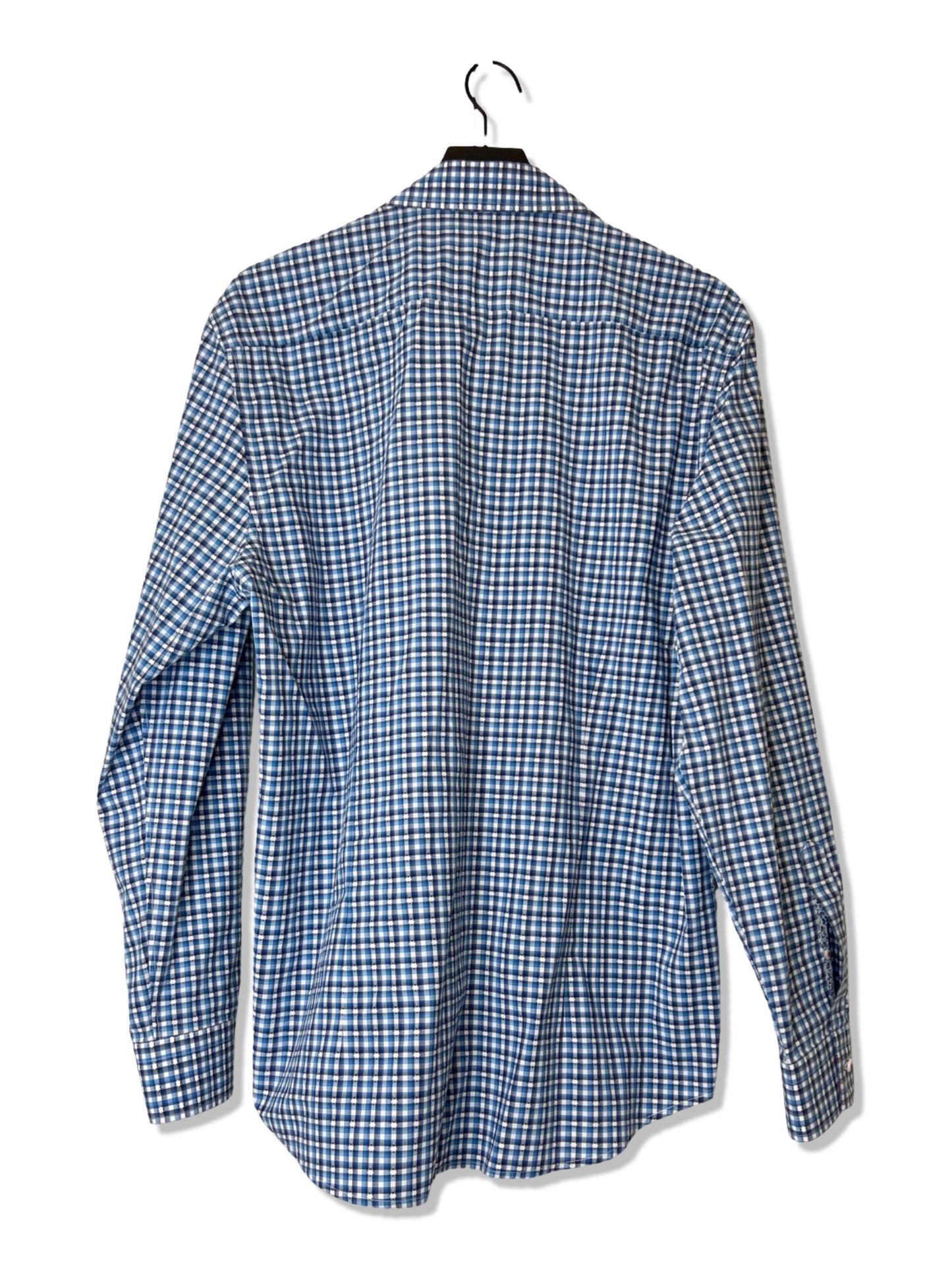 Robert Graham Men's Modern American Button-Up Blue Gingham Shirt, Size 2XL