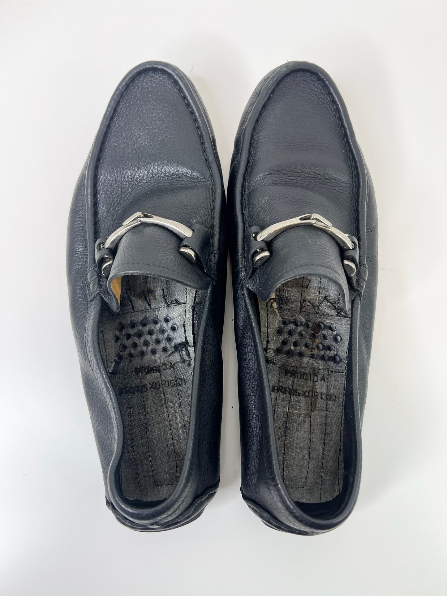 Gucci Interlocking G Logo Black Leather Drivers, Size 7