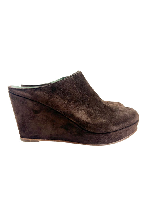 Henry Cuir Suede Wedge Mule, Size 38.5