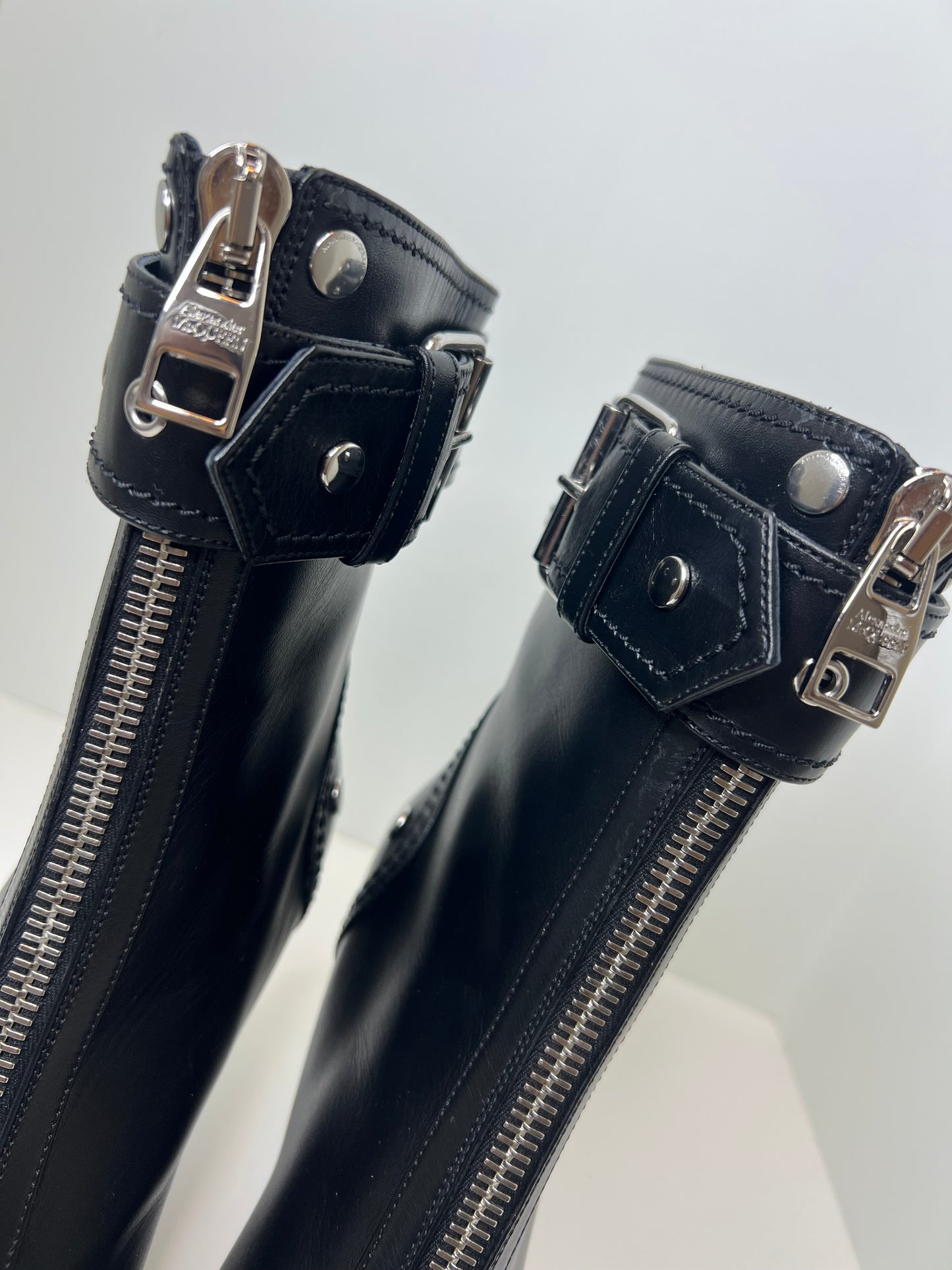 Alexander McQueen Biker Booties, Size 40