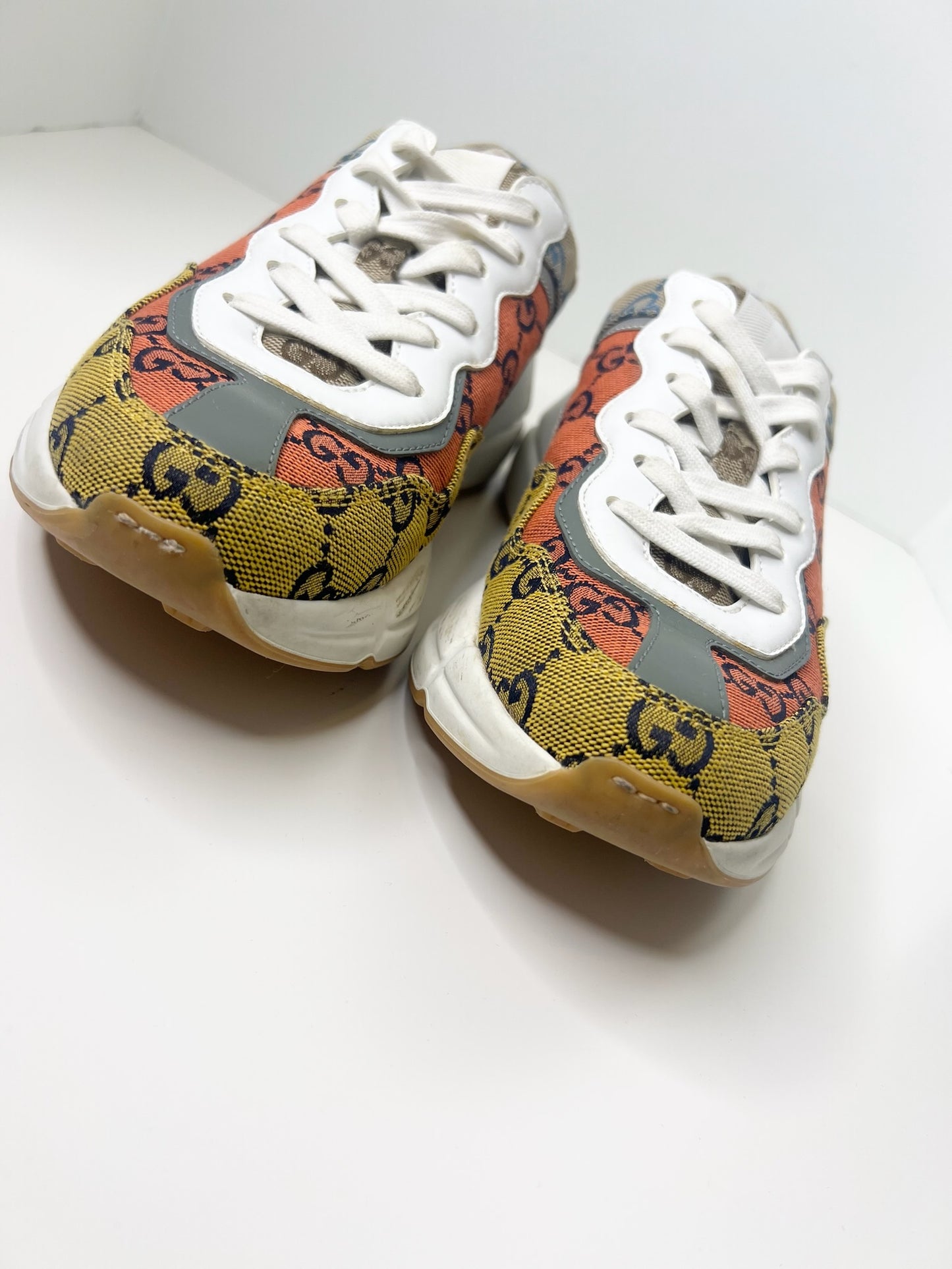 Gucci Womens Rhyton GG Monogram Multi-Color Sneakers, Size 37