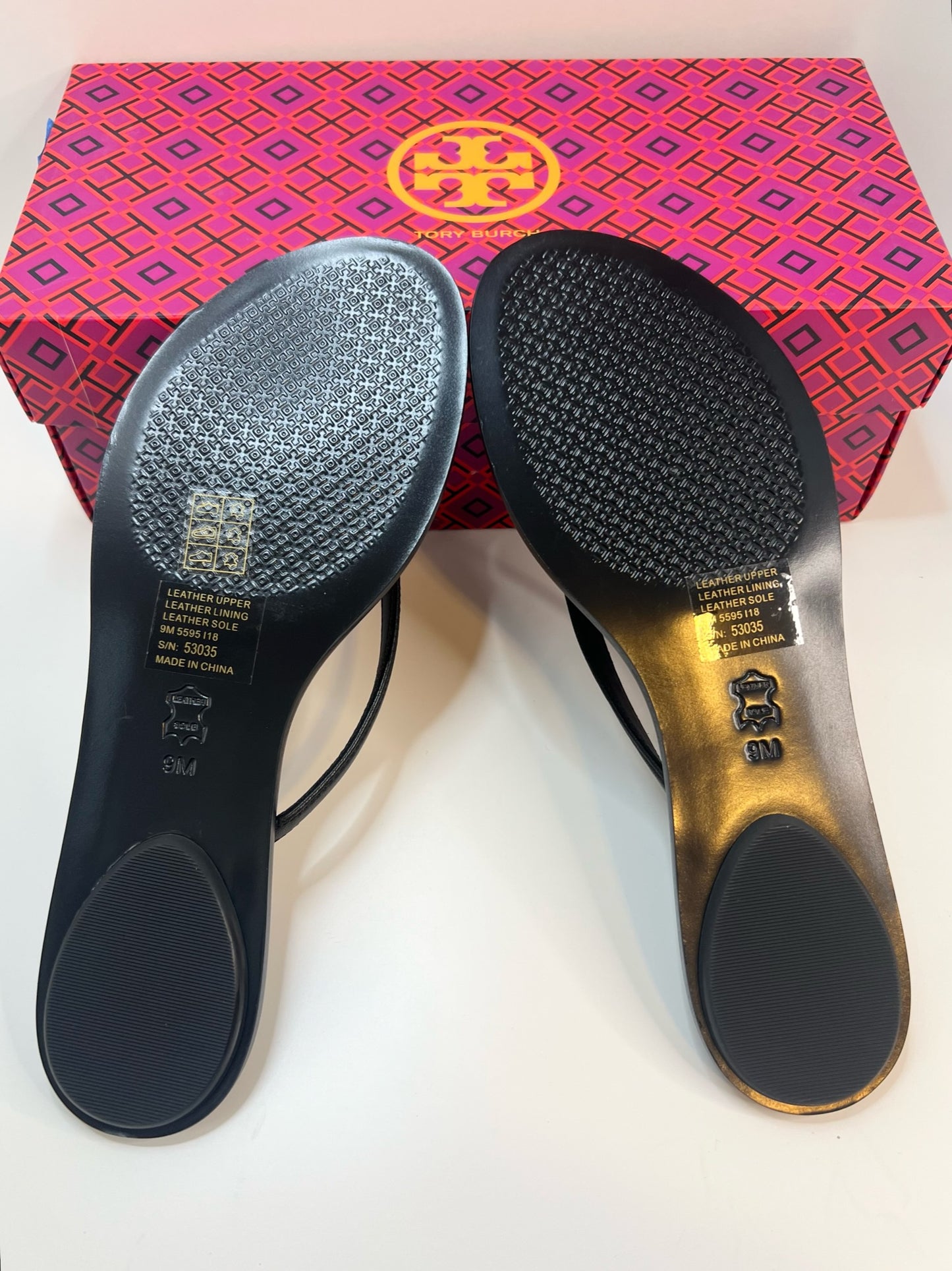 NWT! Tory Burch Black Liana Thong Sandal, Size 9