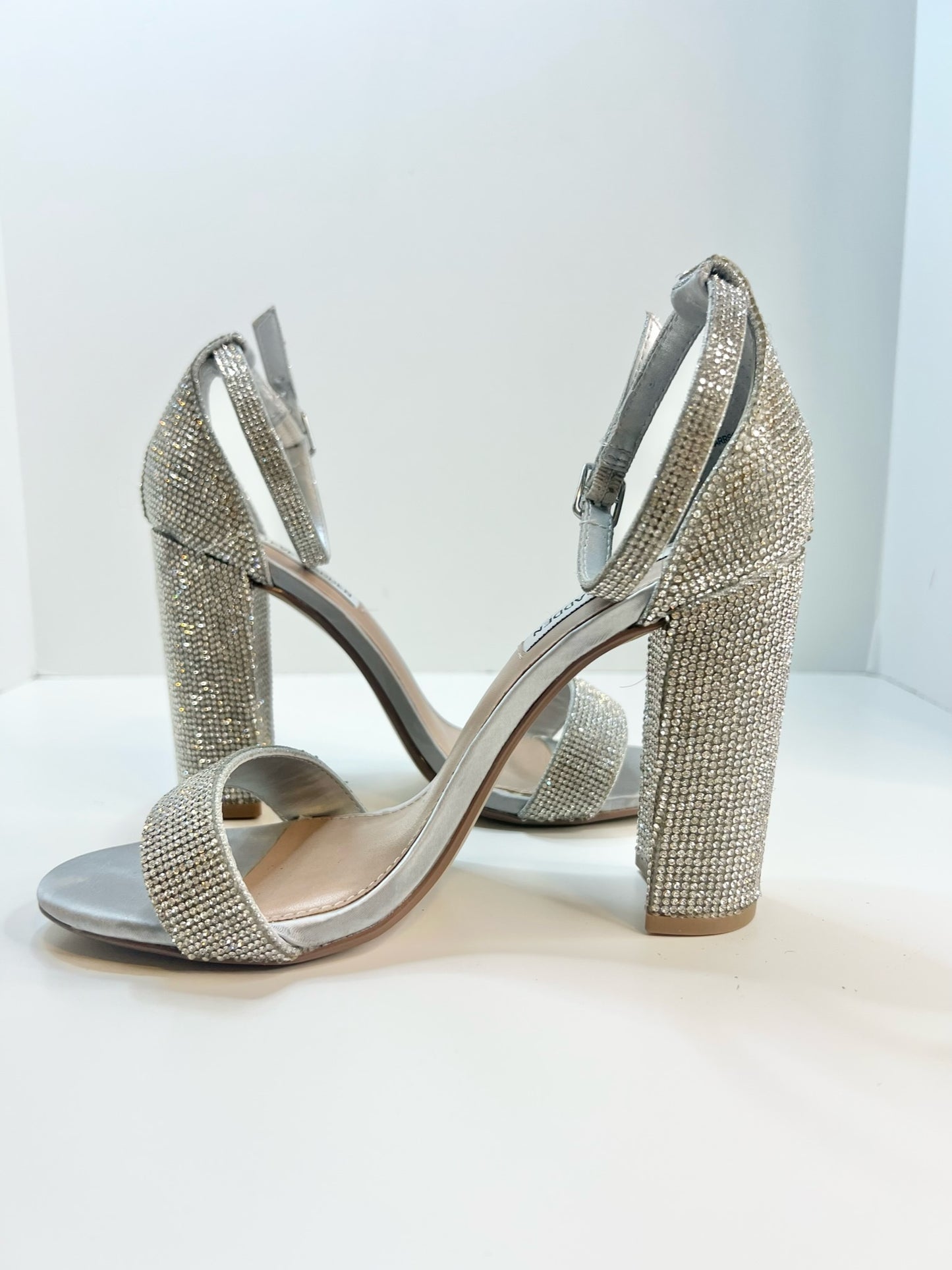 Steve Madden Carrson Silver Heel Sandals, Size 7.5