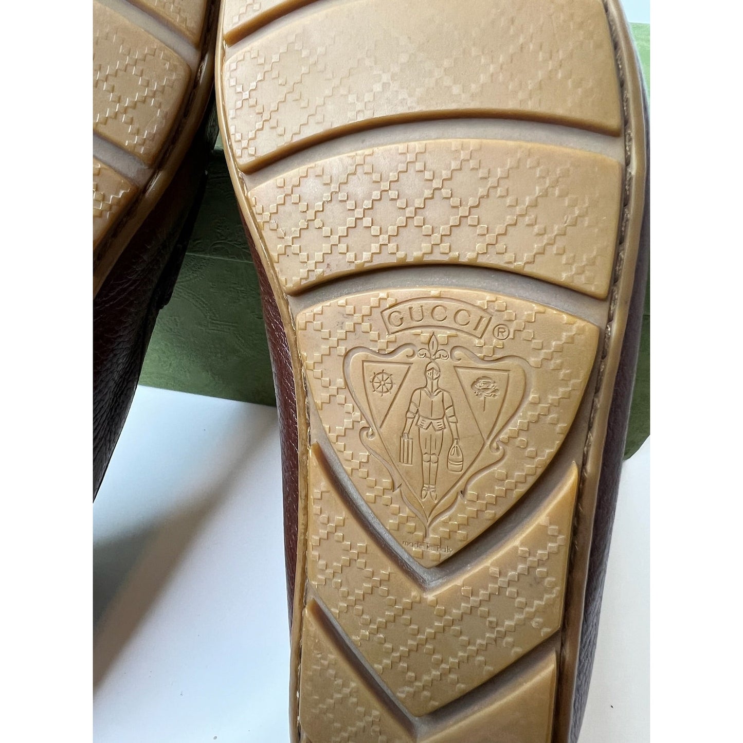 Gucci Brown Leather Driver w/ Embossed Horsebit Logo, Size 6.5
