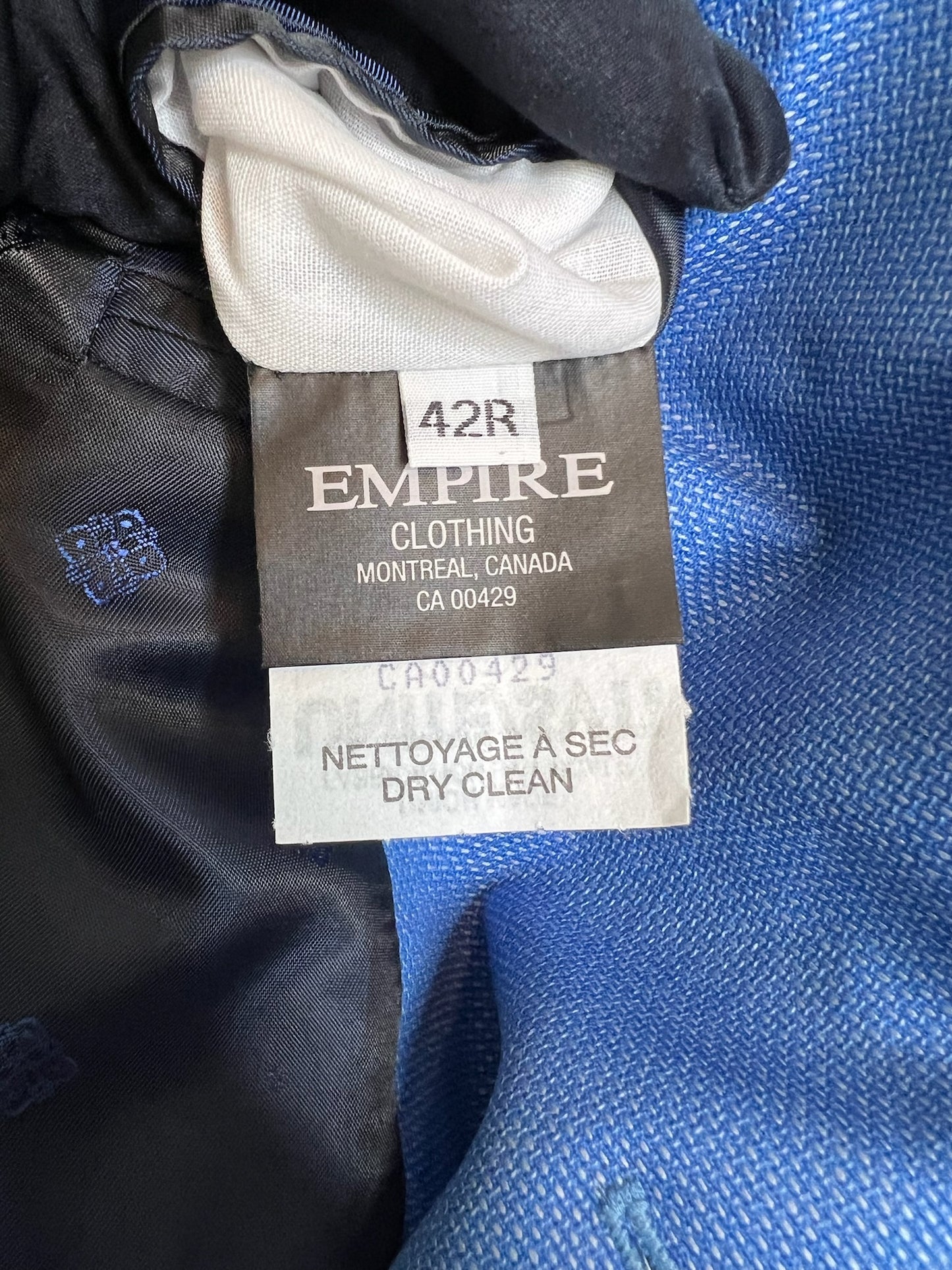 Empire Blue Wool Blazer, Size 42R