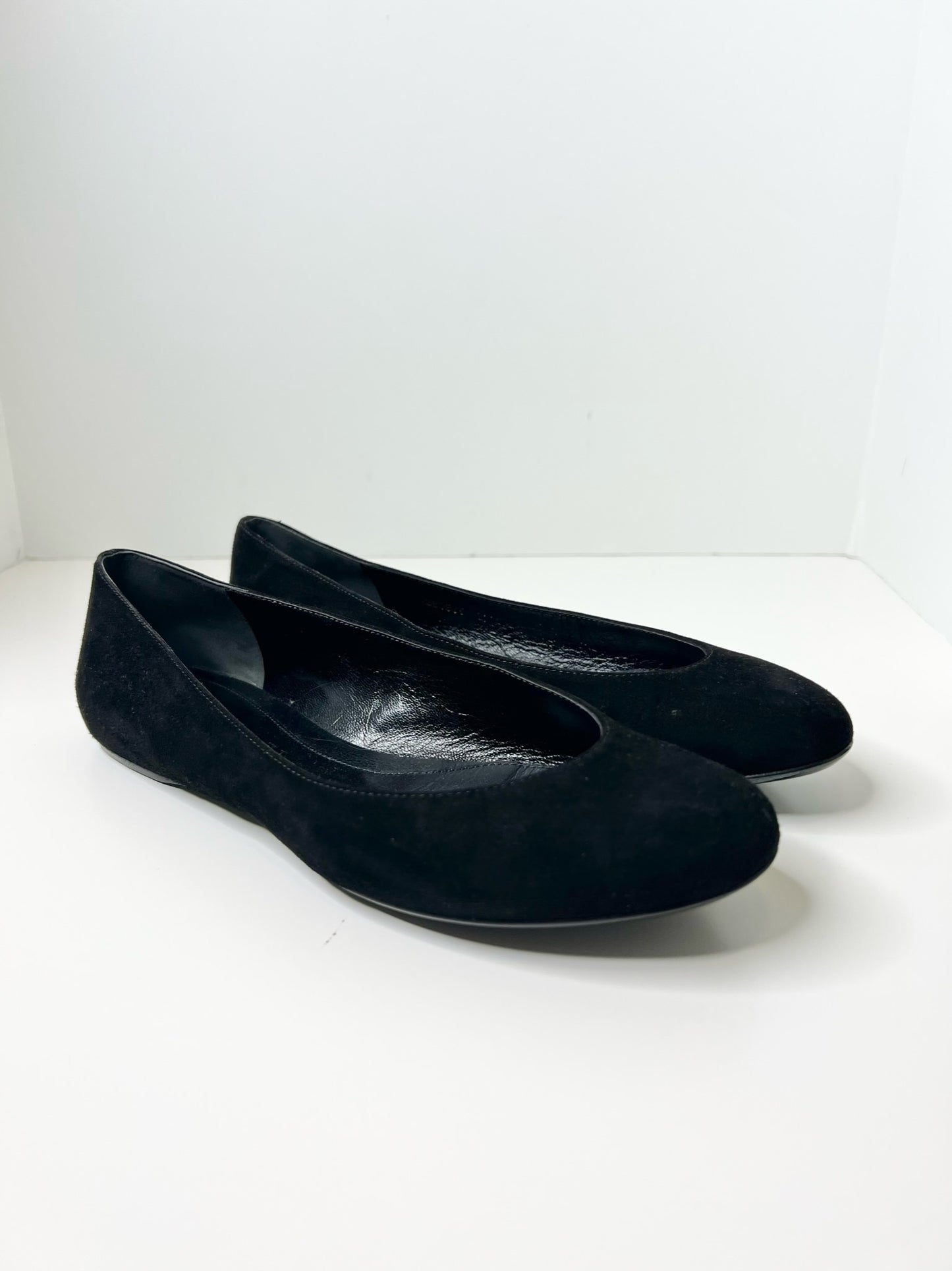 Alexander McQueen Black Suede Ballet Flats, Size 37