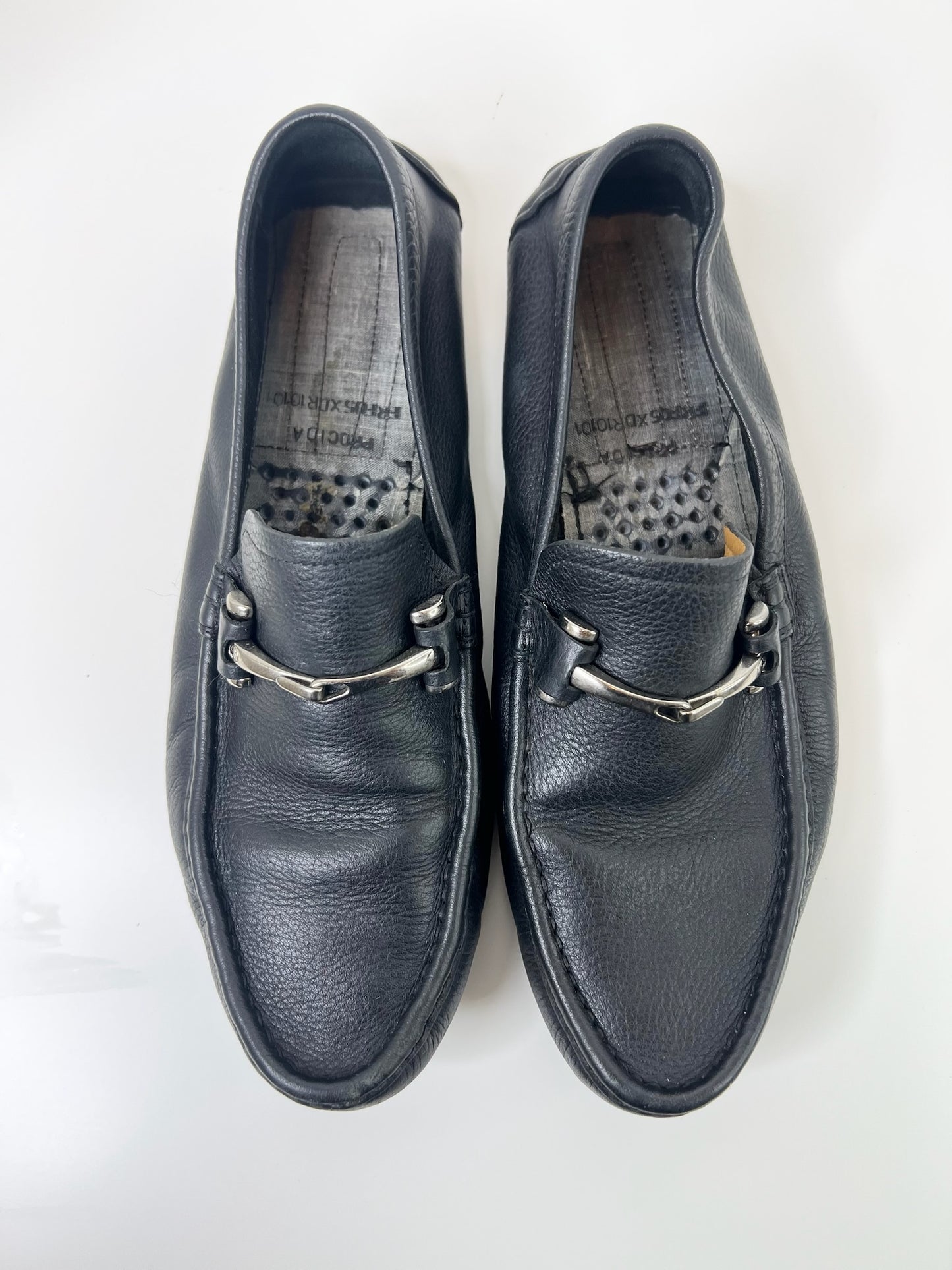 Gucci Interlocking G Logo Black Leather Drivers, Size 7