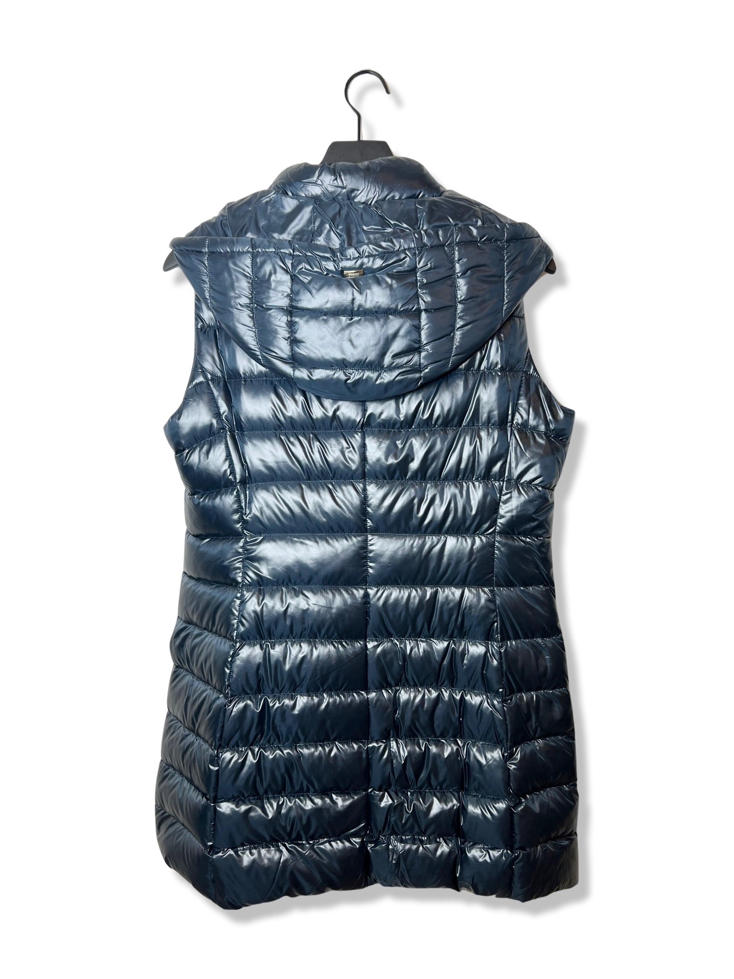 Herno Puffer Vest w/ Removable Hood, Navy, Size 10