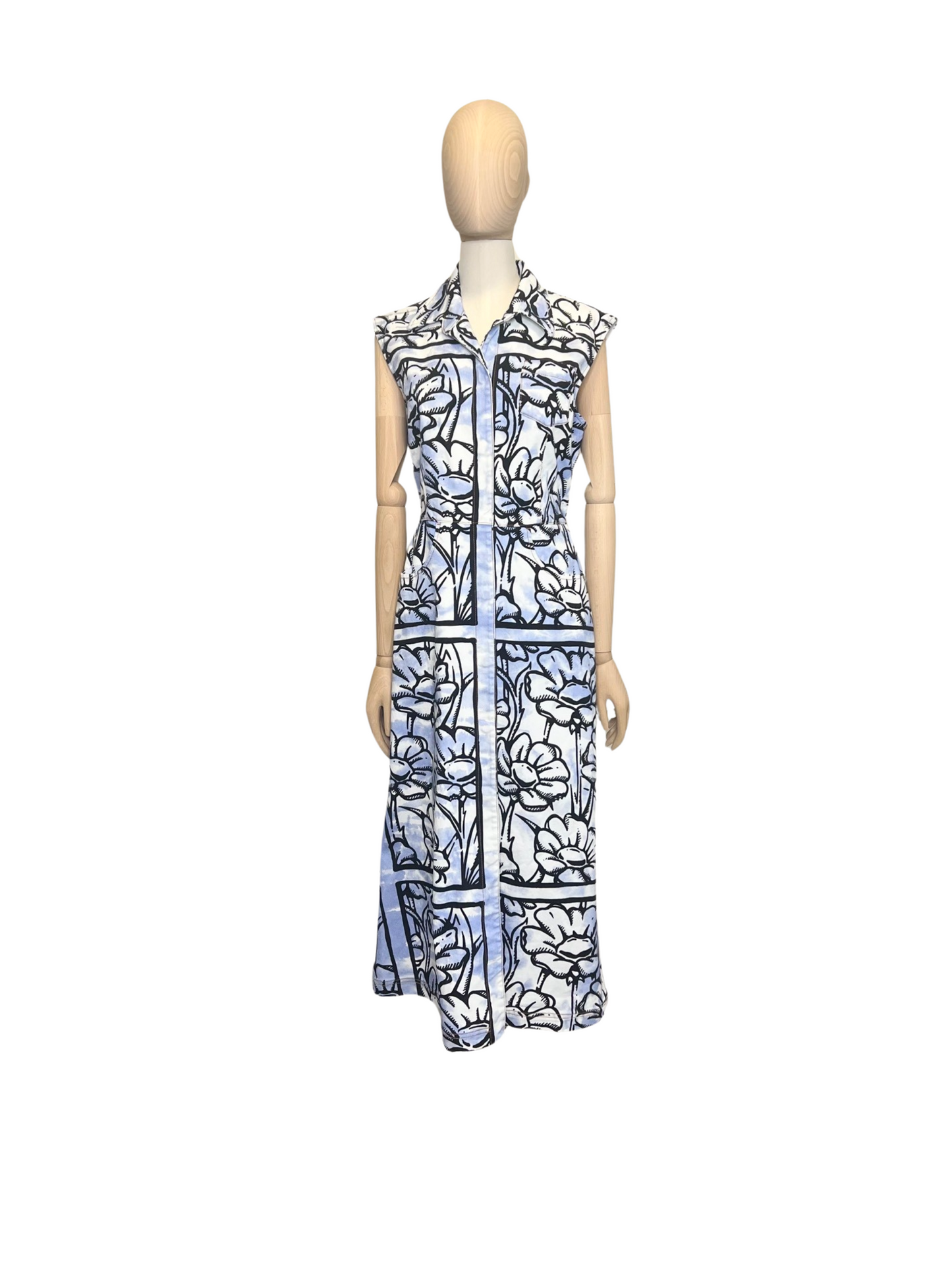 Fendi Denim White & Blue Printed Shirtdress, Size 44