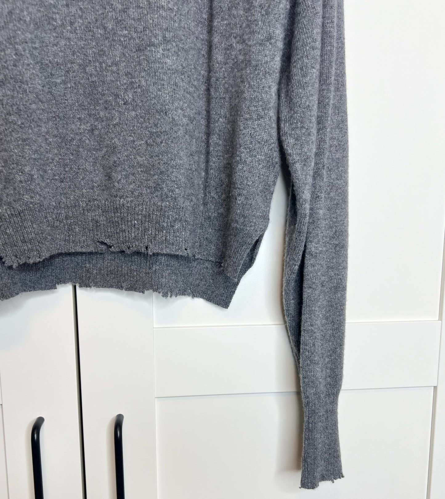 RtA Cashmere Distressed Gray Sweater, Size M