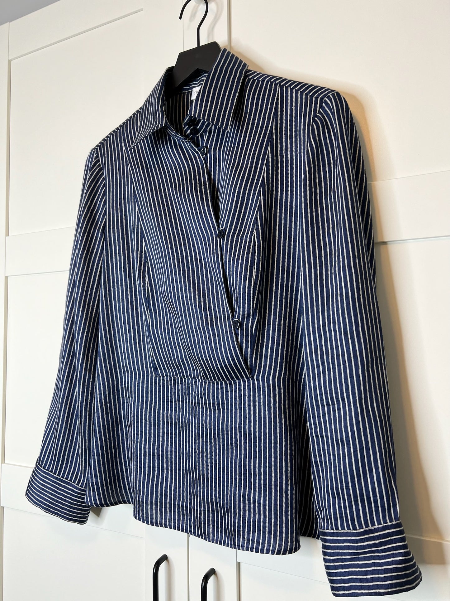 Armani Collezioni Blue Stripe Shirt, Size 6