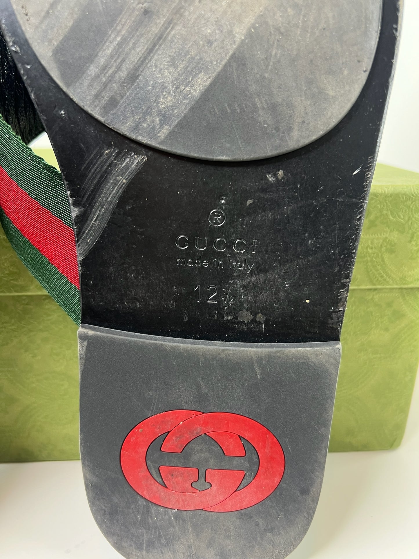 Gucci Men's Thong Sandal with Web, Size 12.5