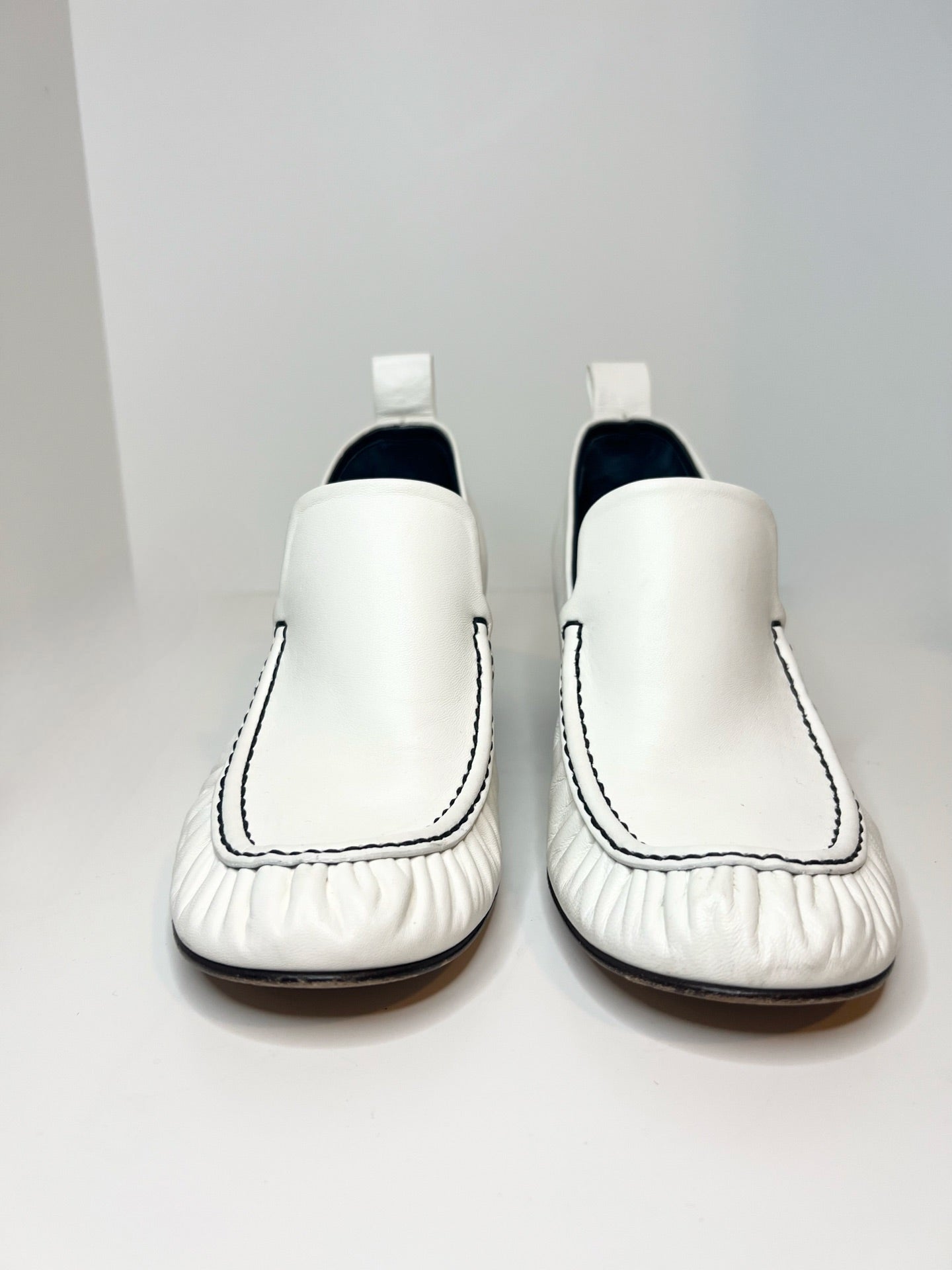 Celine White Leather Loafers, Size 38