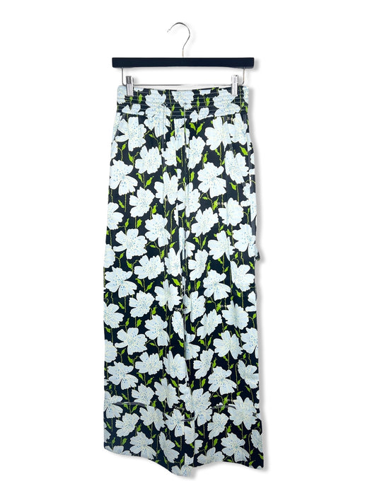 NWT! Off-White Silk Floral Printed Trousers, Size 40