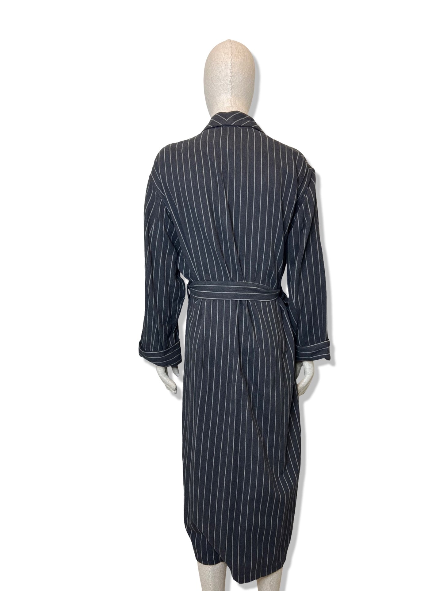 Daniel Hanson Cotton Gray Stripe Robe, Size L